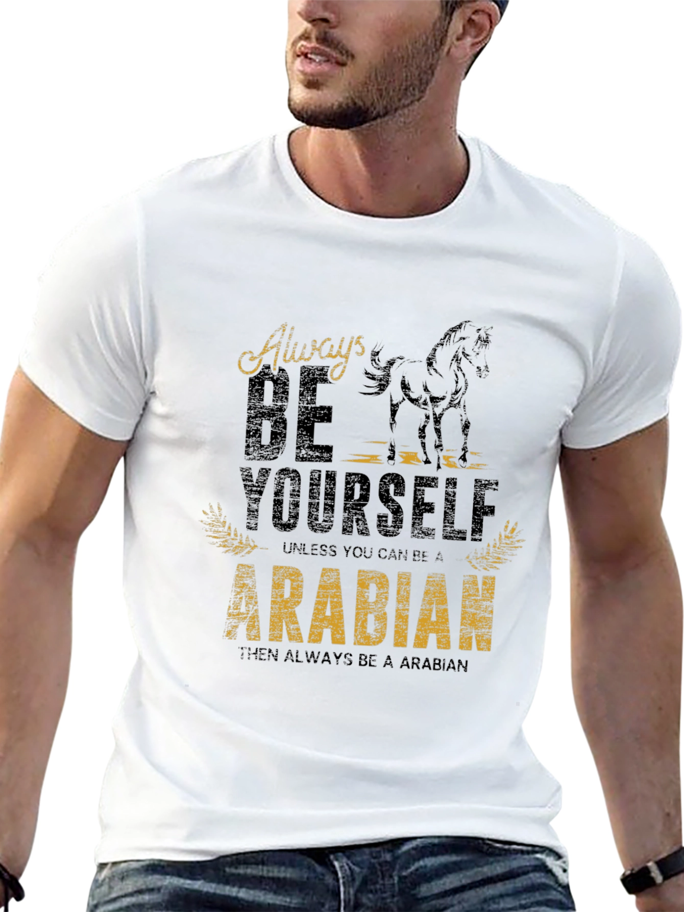 Black Always Be Yourself Arabian Horse Graphic Tee view 13