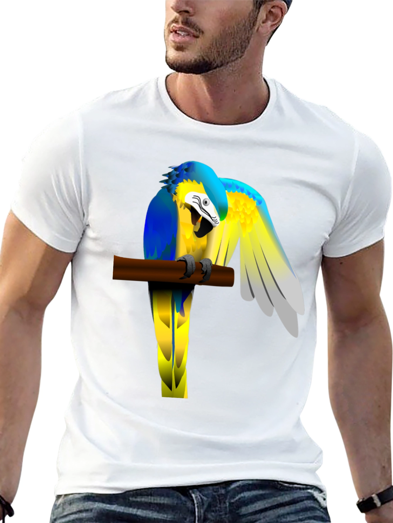 Black Parrot Perch Graphic Tee - Unique Bird Lover T-Shirt view 13
