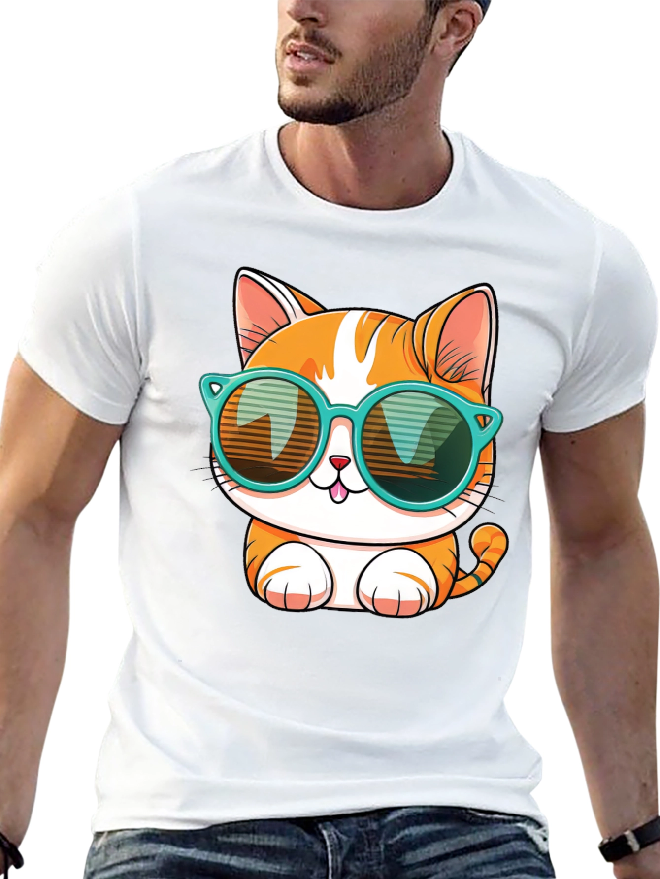 Black Cool Cat Graphic Tee view 13