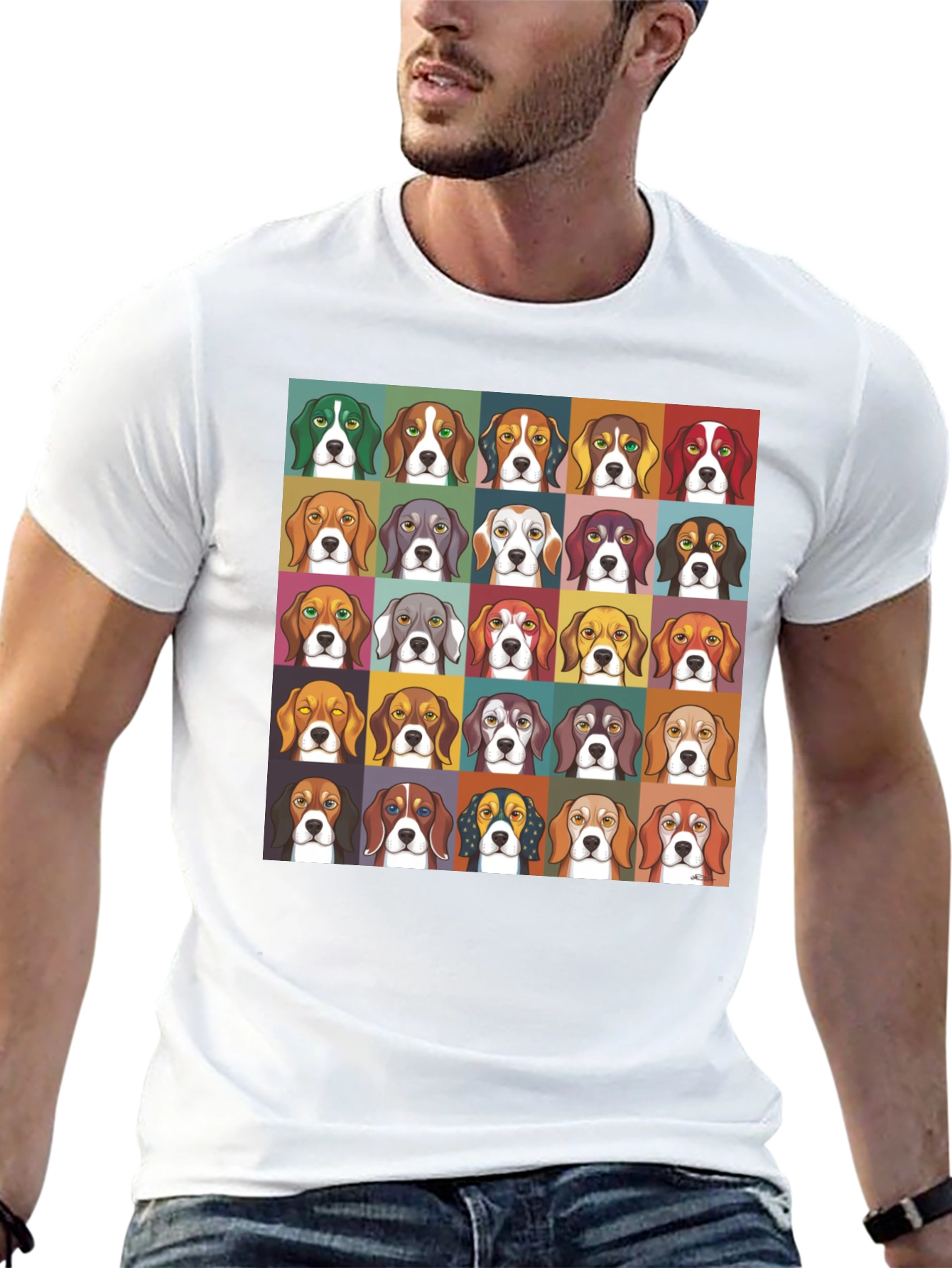 Black Beagle Dog Breed Colorful Pop Art T-Shirt view 13