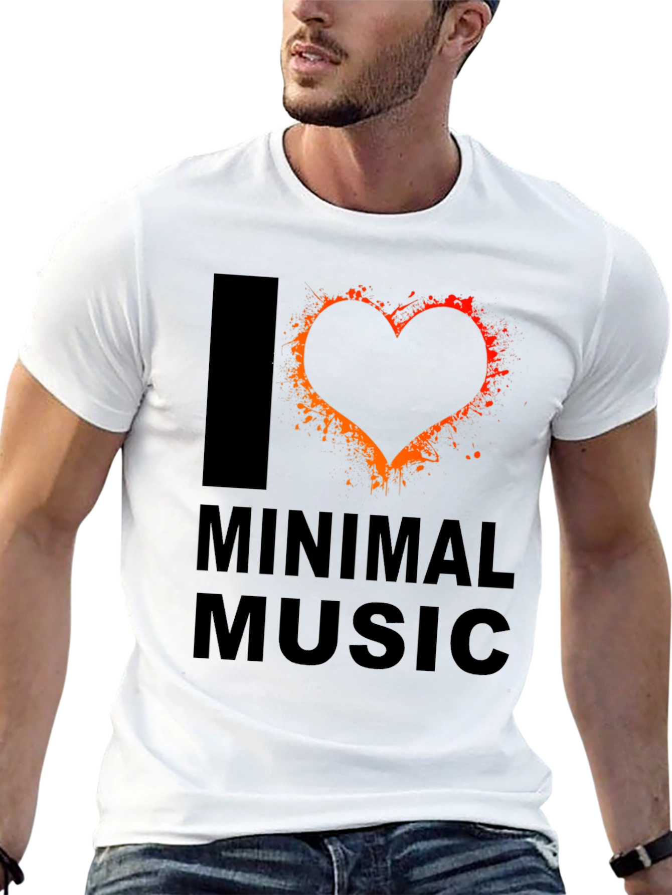 Black I Love Minimal Music T-Shirt - Unique Graphic Tee view 13