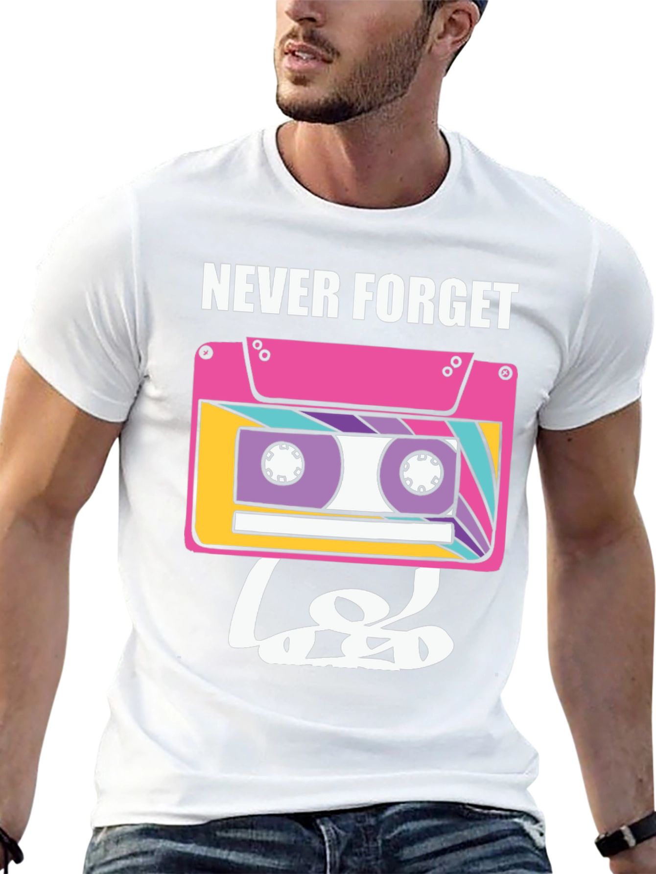 Black Retro Cassette Tape Graphic Tee - Never Forget view 13