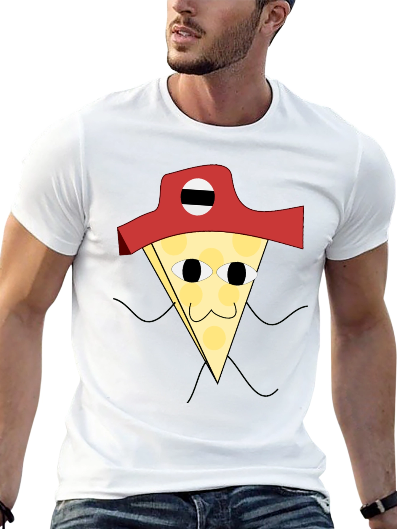 Black Pizza Pirate T-Shirt - Quirky Graphic Tee view 13
