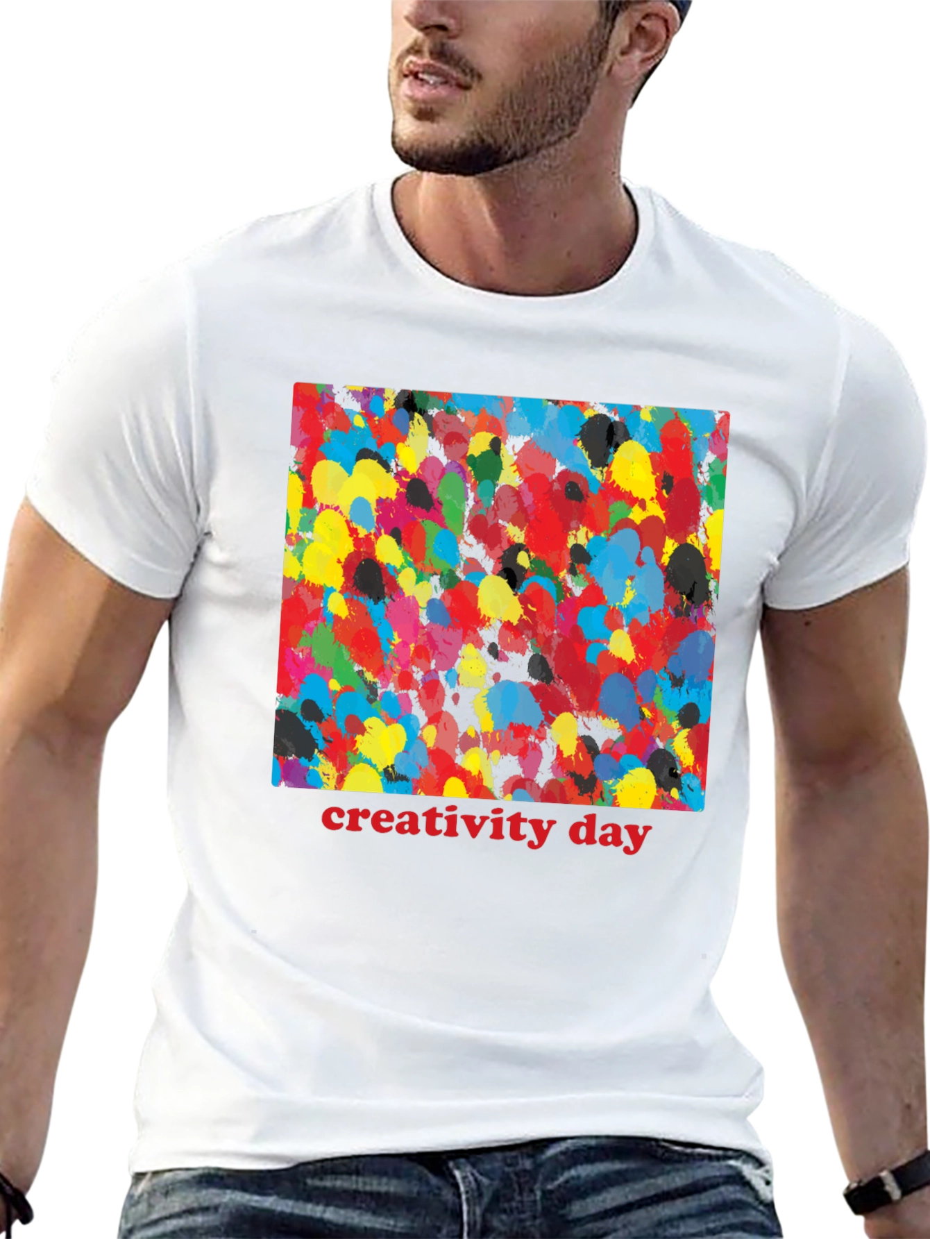 Black Creativity Day Splatter Art Black T-Shirt view 13