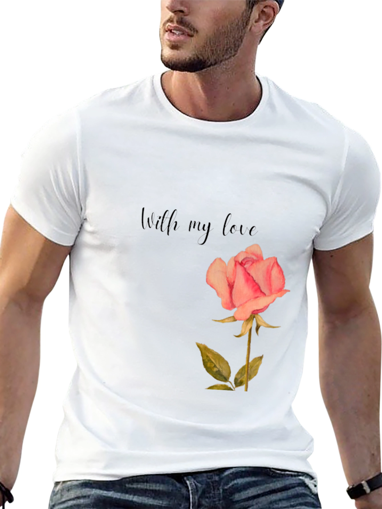 Romantic Rose Graphic Tee - "With My Love" Shirt - 13
