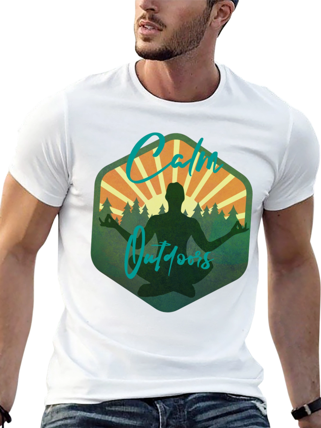 Black Calm Outdoors Graphic Tee - Meditation & Nature Shirt view 13