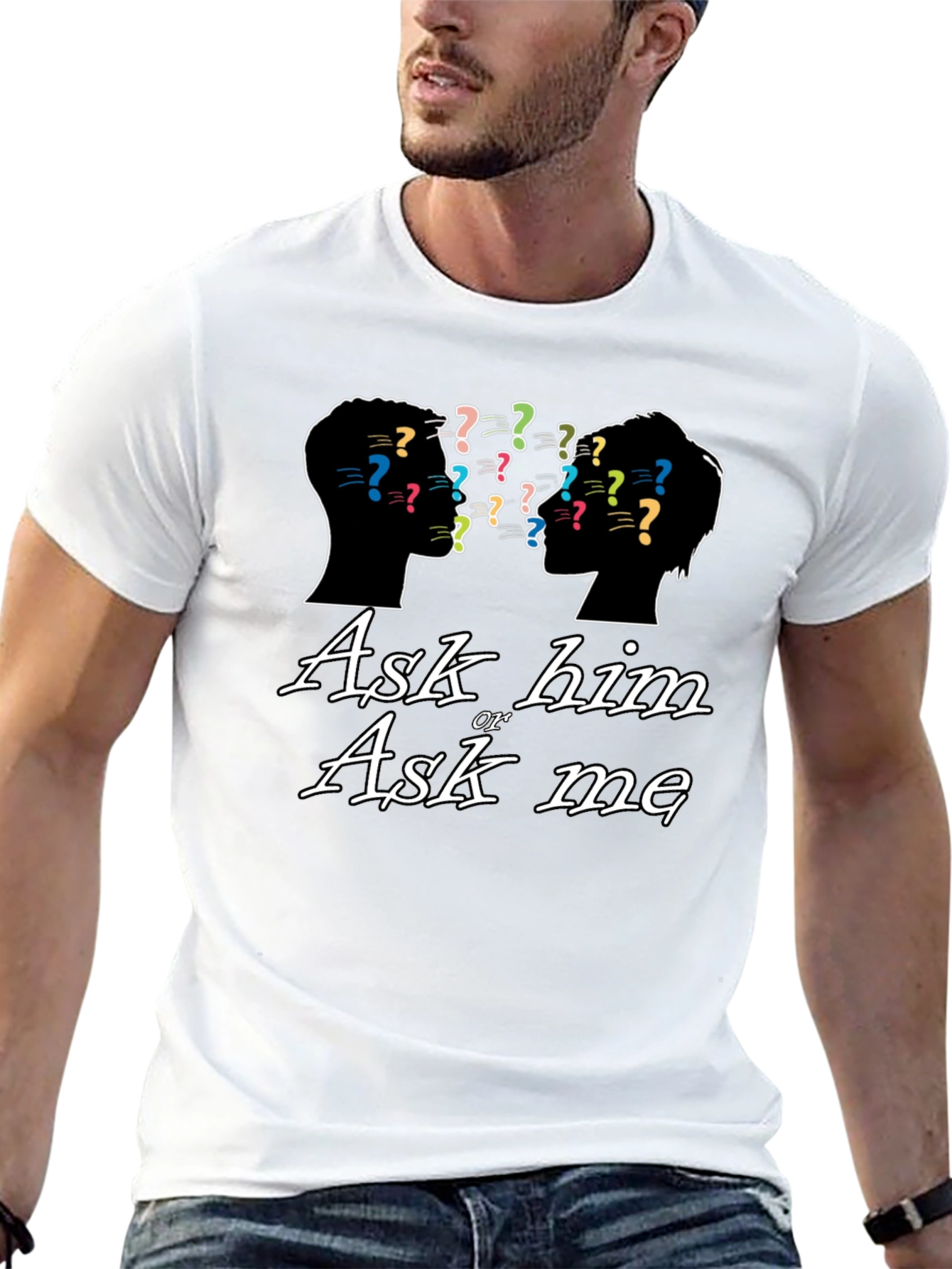 Black Ask Him or Ask Me Graphic T-Shirt view 13