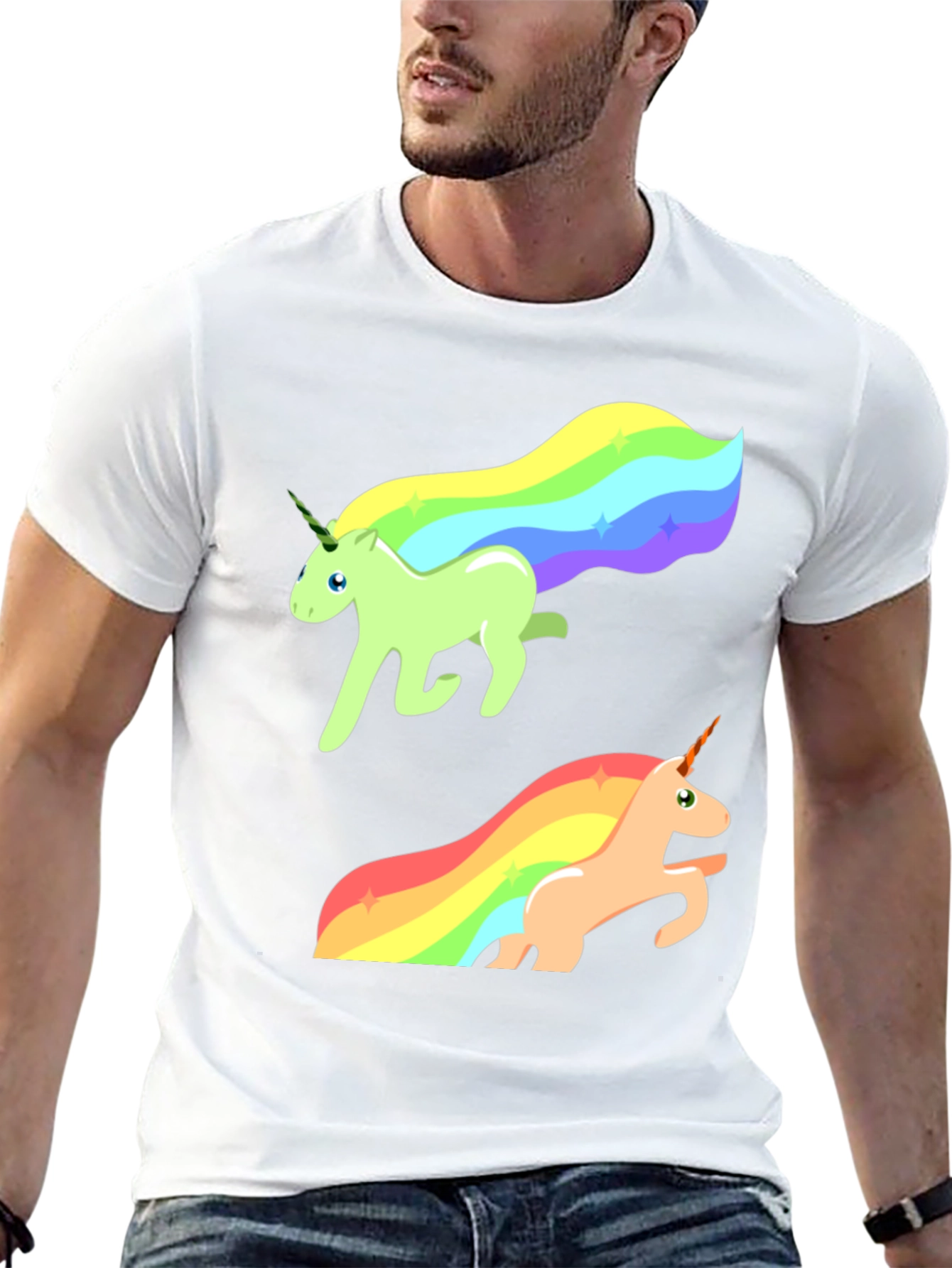 Rainbow Unicorn Graphic Tee - Black Cotton Blend - 13