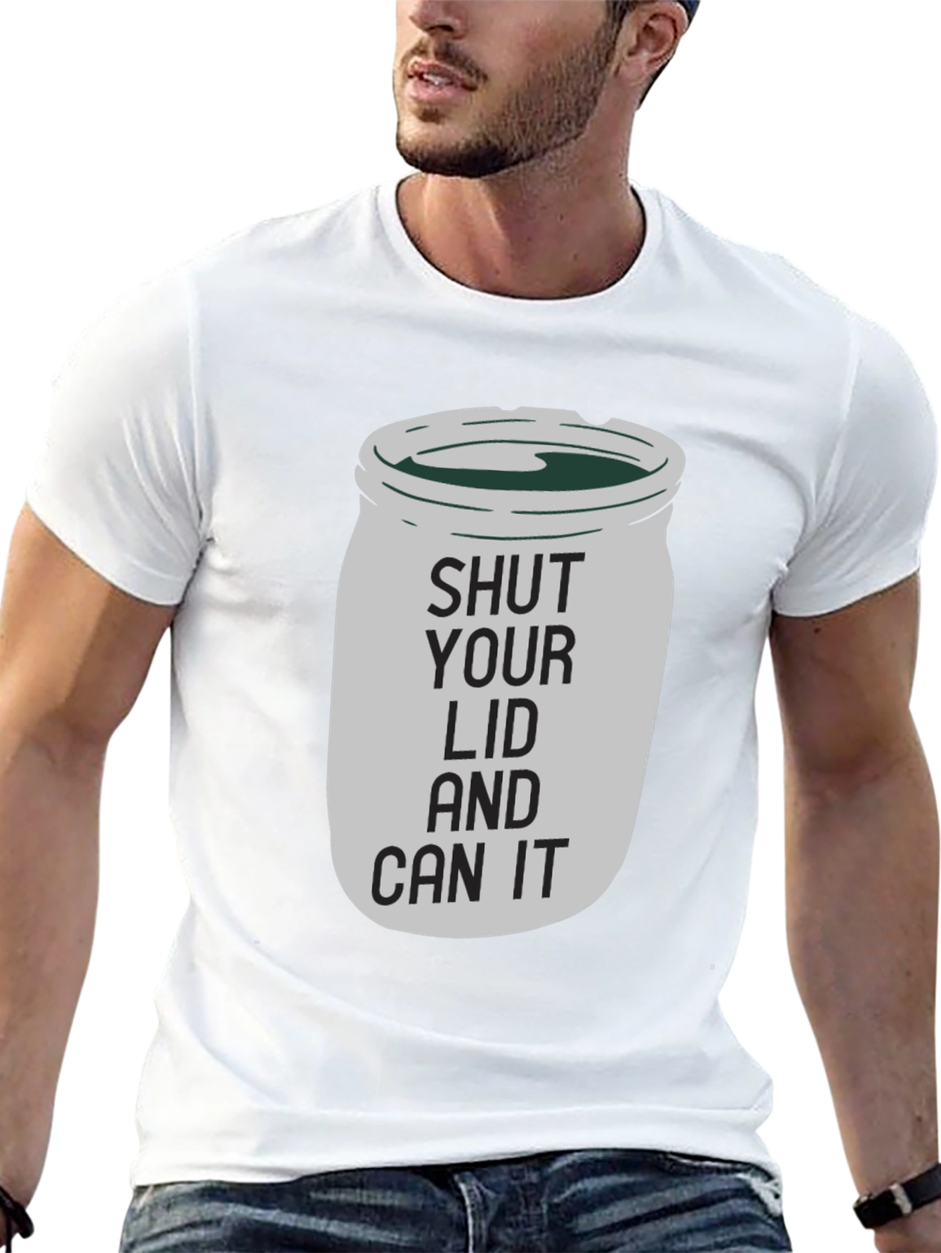 Black Shut Your Lid and Can It Funny Graphic T-Shirt view 13