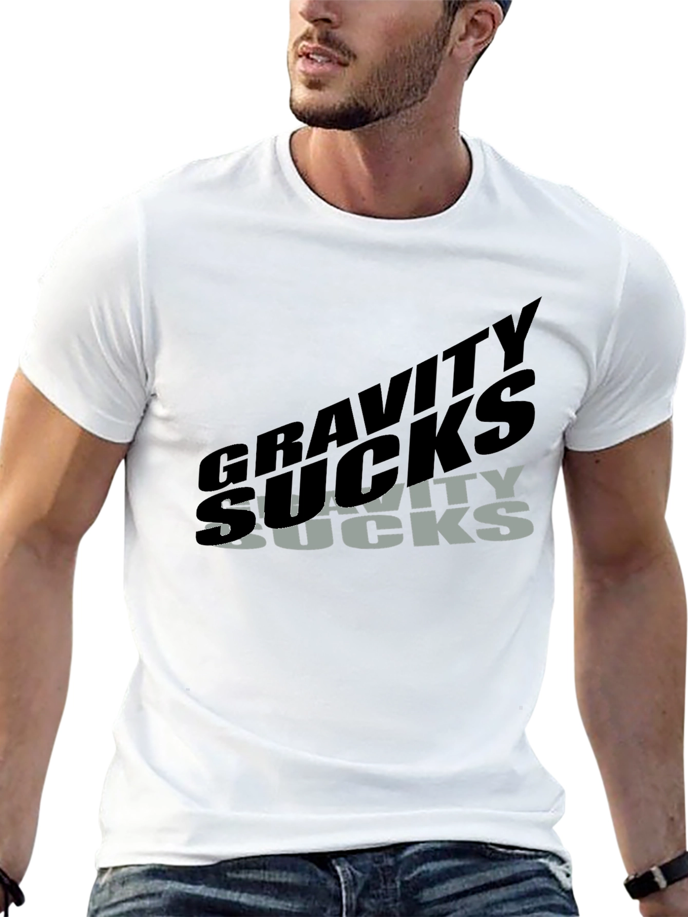 Black Gravity Sucks Graphic T-Shirt - Black view 13
