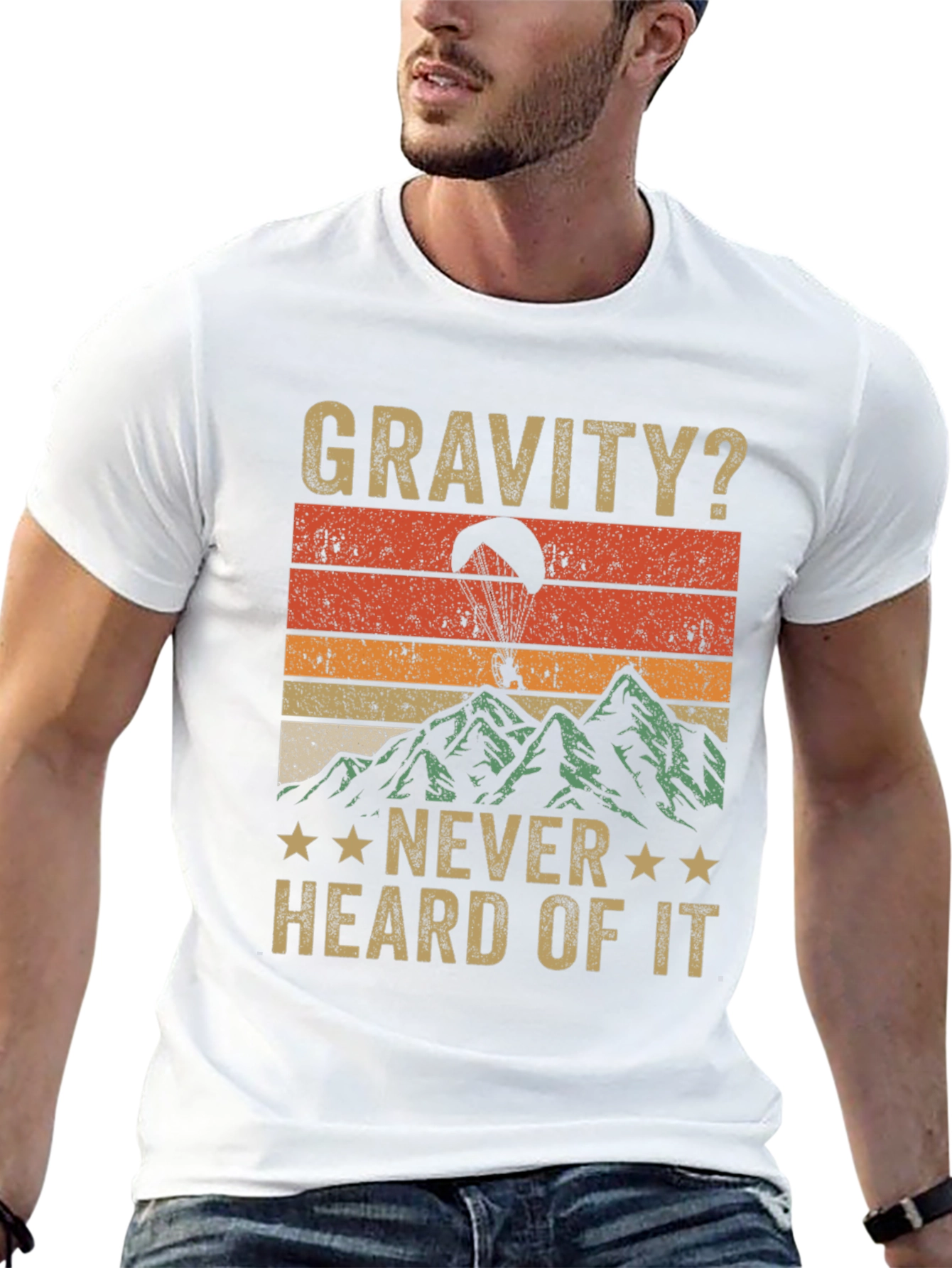 Black Gravity? Never Heard of It! Retro Paragliding T-Shirt view 13