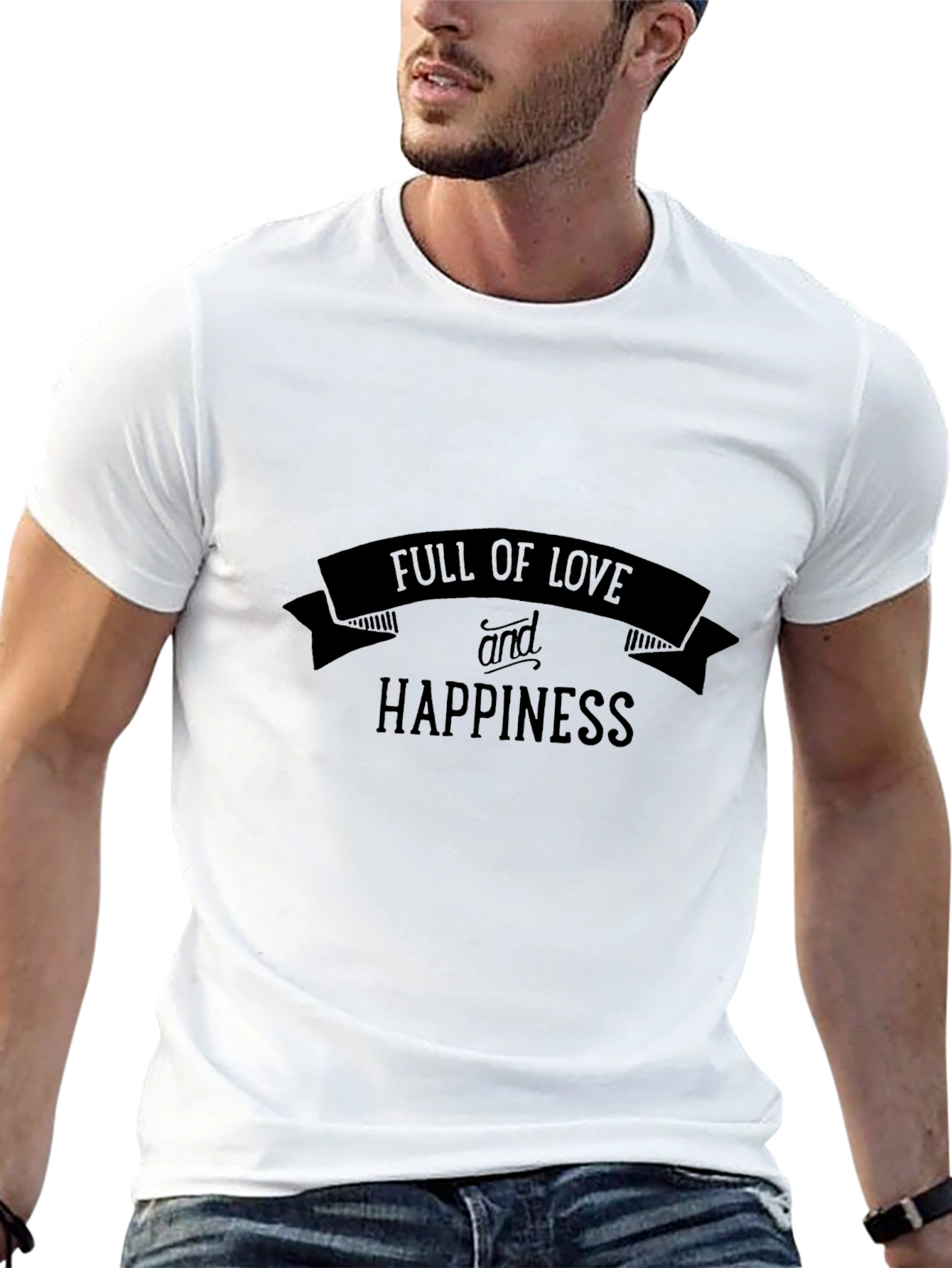 Black Full of Love and Happiness Graphic Tee view 13