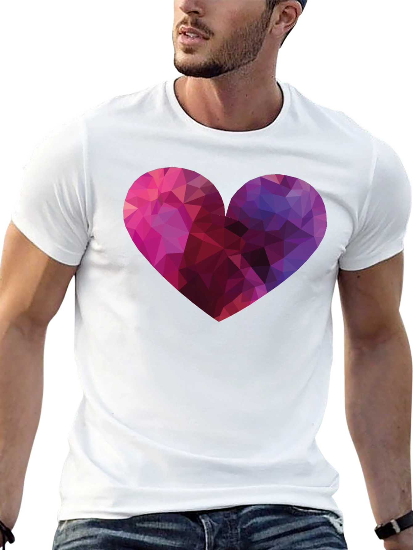 Geometric Heart Graphic Tee - Modern Style - 13