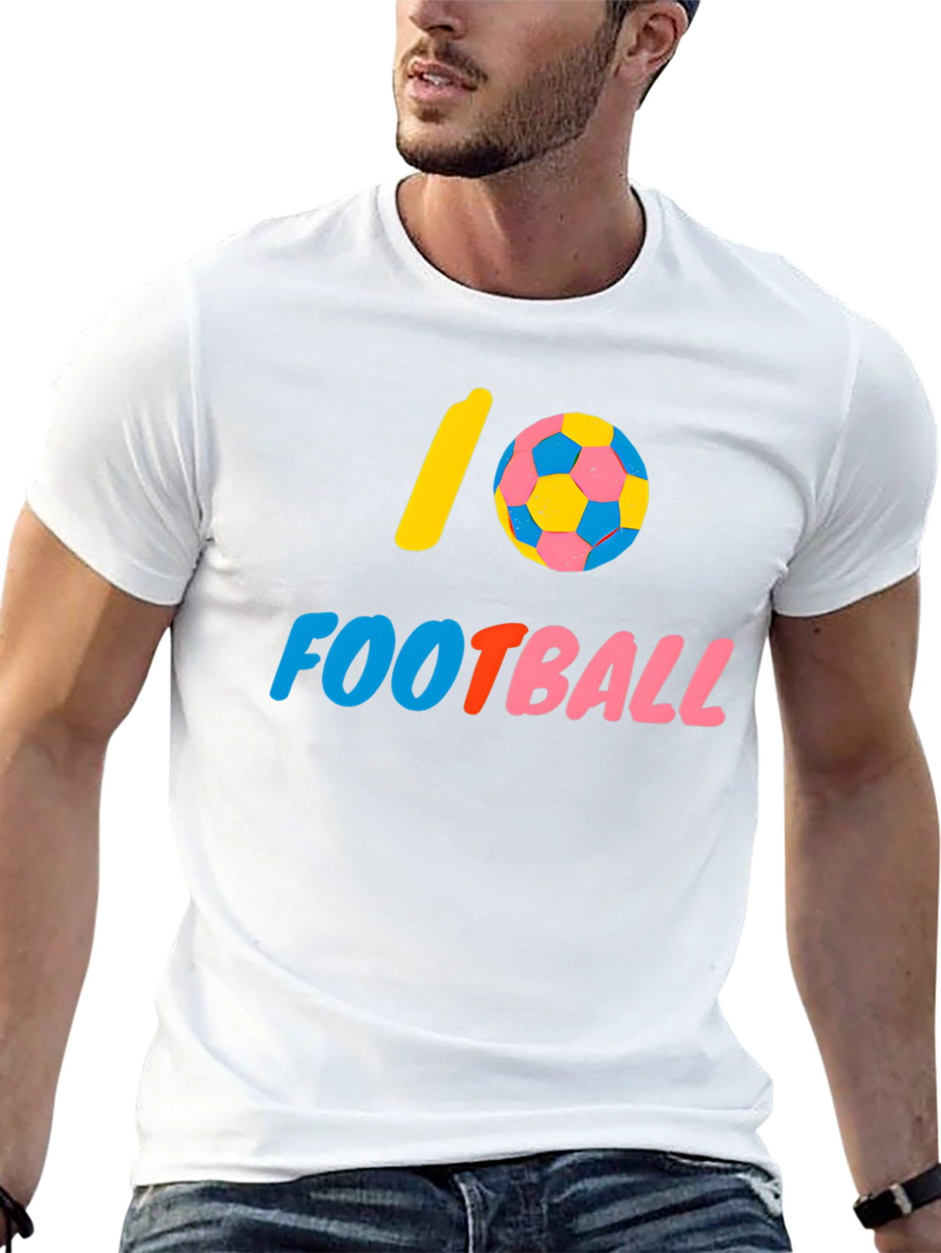 Black I Love Football Graphic Tee - Black Cotton Shirt view 13