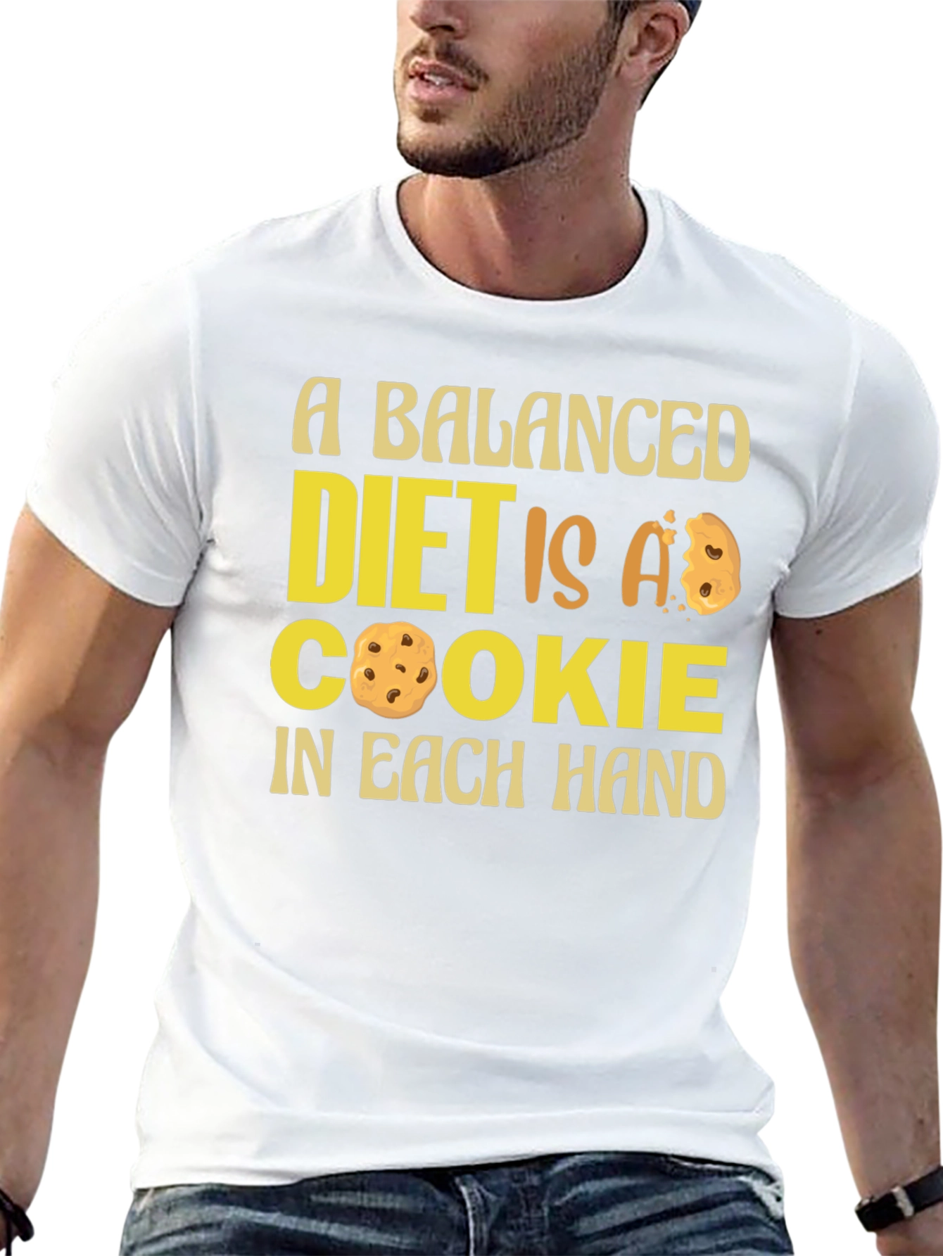 Black Balanced Diet Cookie T-Shirt - Funny Foodie Tee view 13