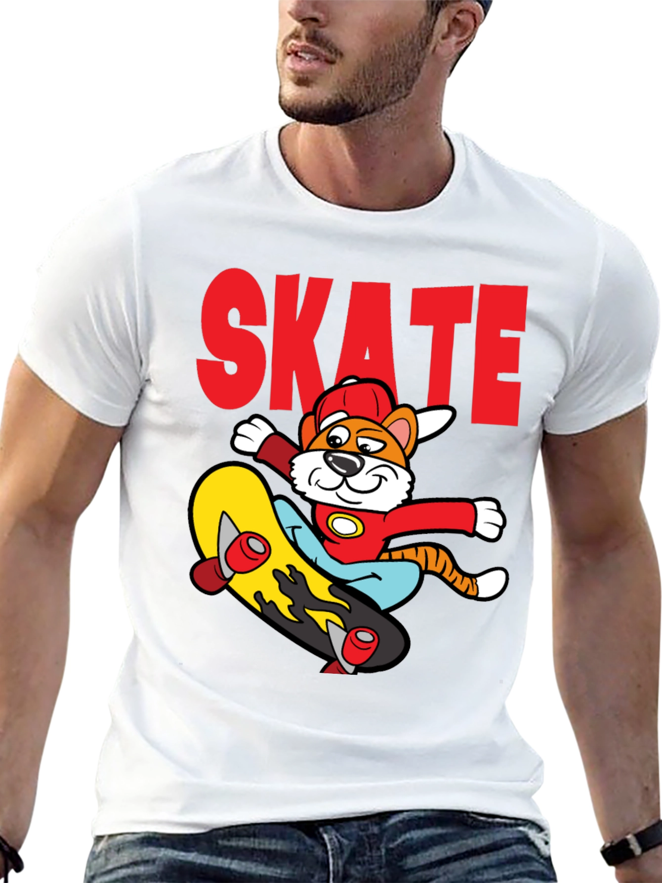 Black Skateboarding Cartoon Tiger Graphic Tee view 13