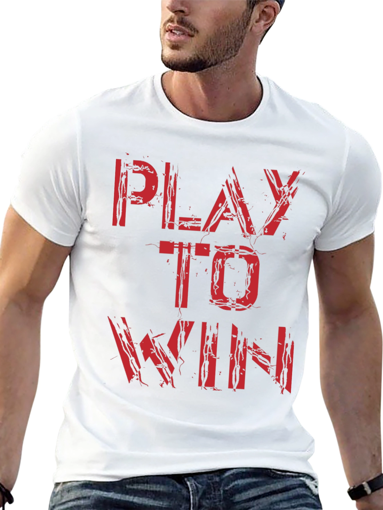 Black Play to Win Graphic Tee - Bold Red Print, Black Cotton view 13