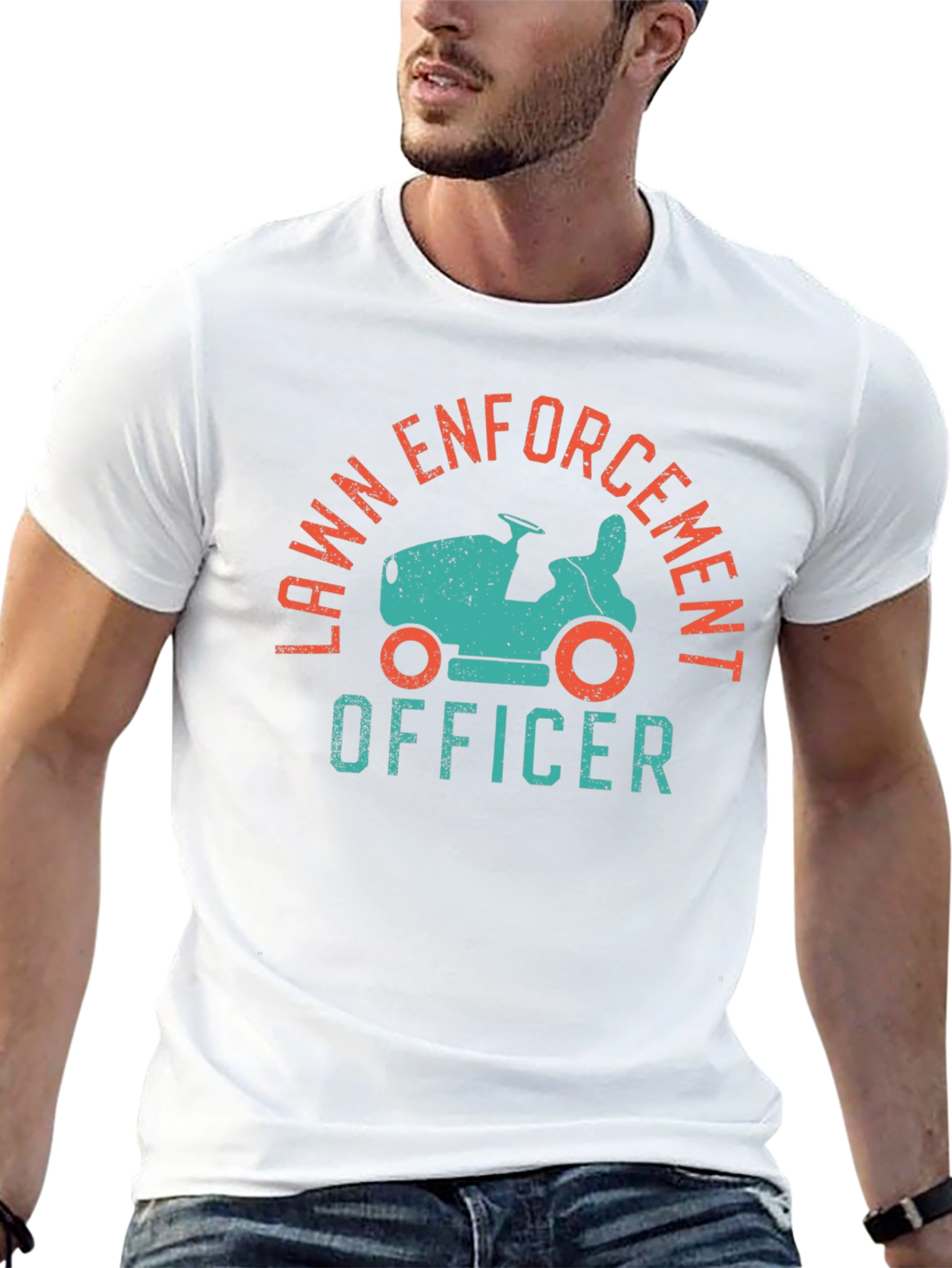 Black Lawn Enforcement Officer Funny Graphic Tee view 13