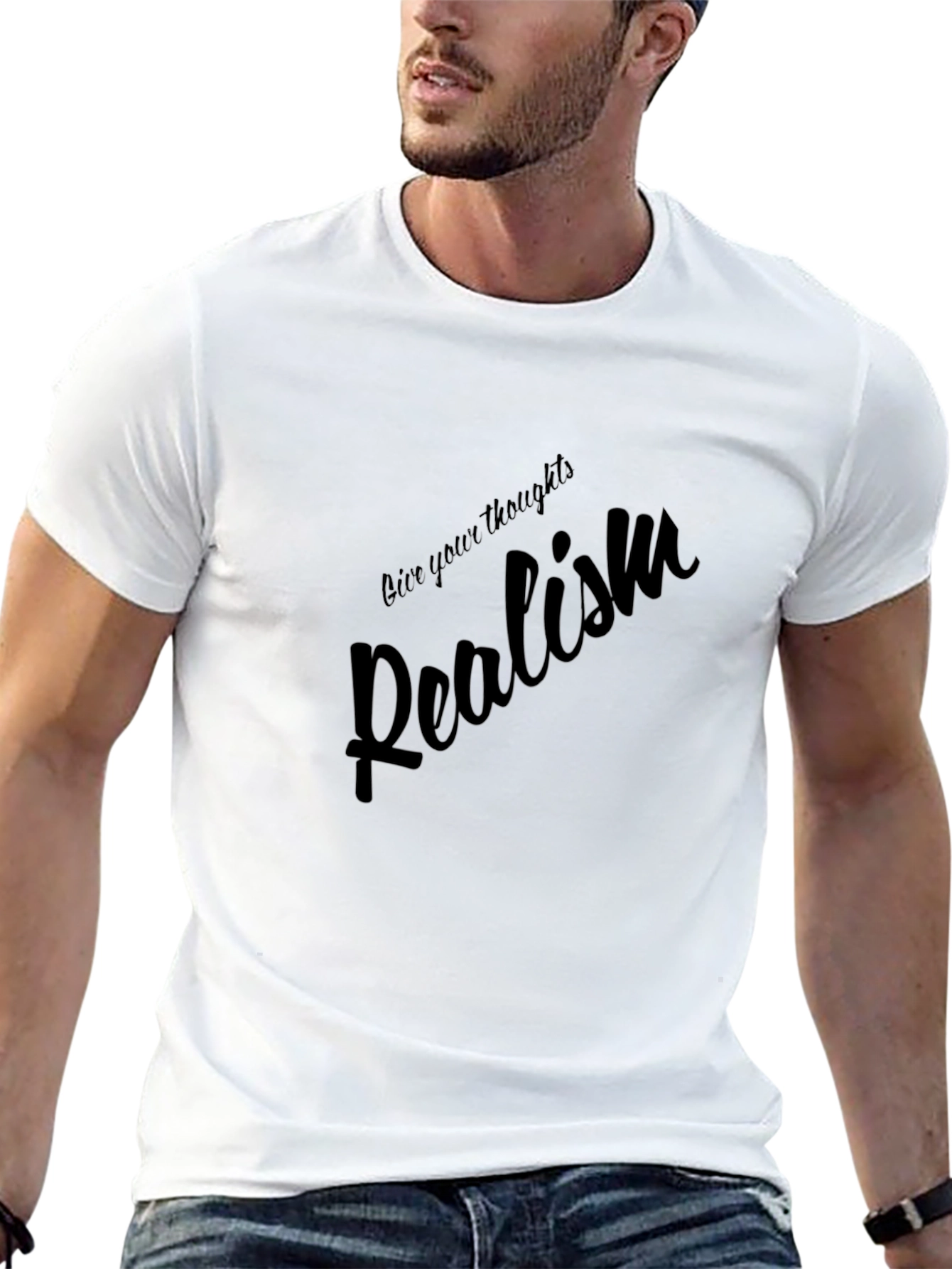 Black Realism Graphic Tee - Black Cotton Casual view 13