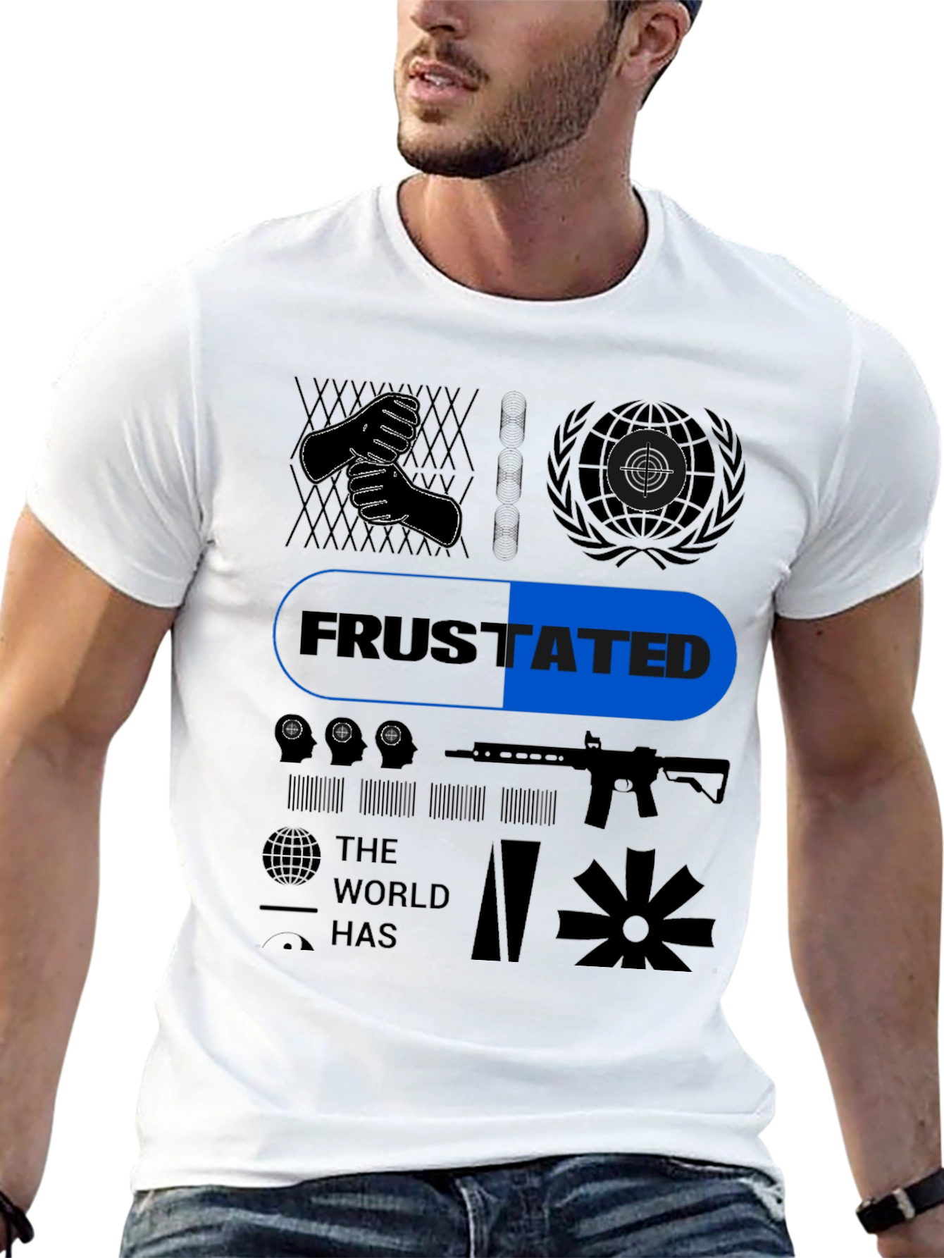 Black Frustrated Graphic T-Shirt - Black view 13