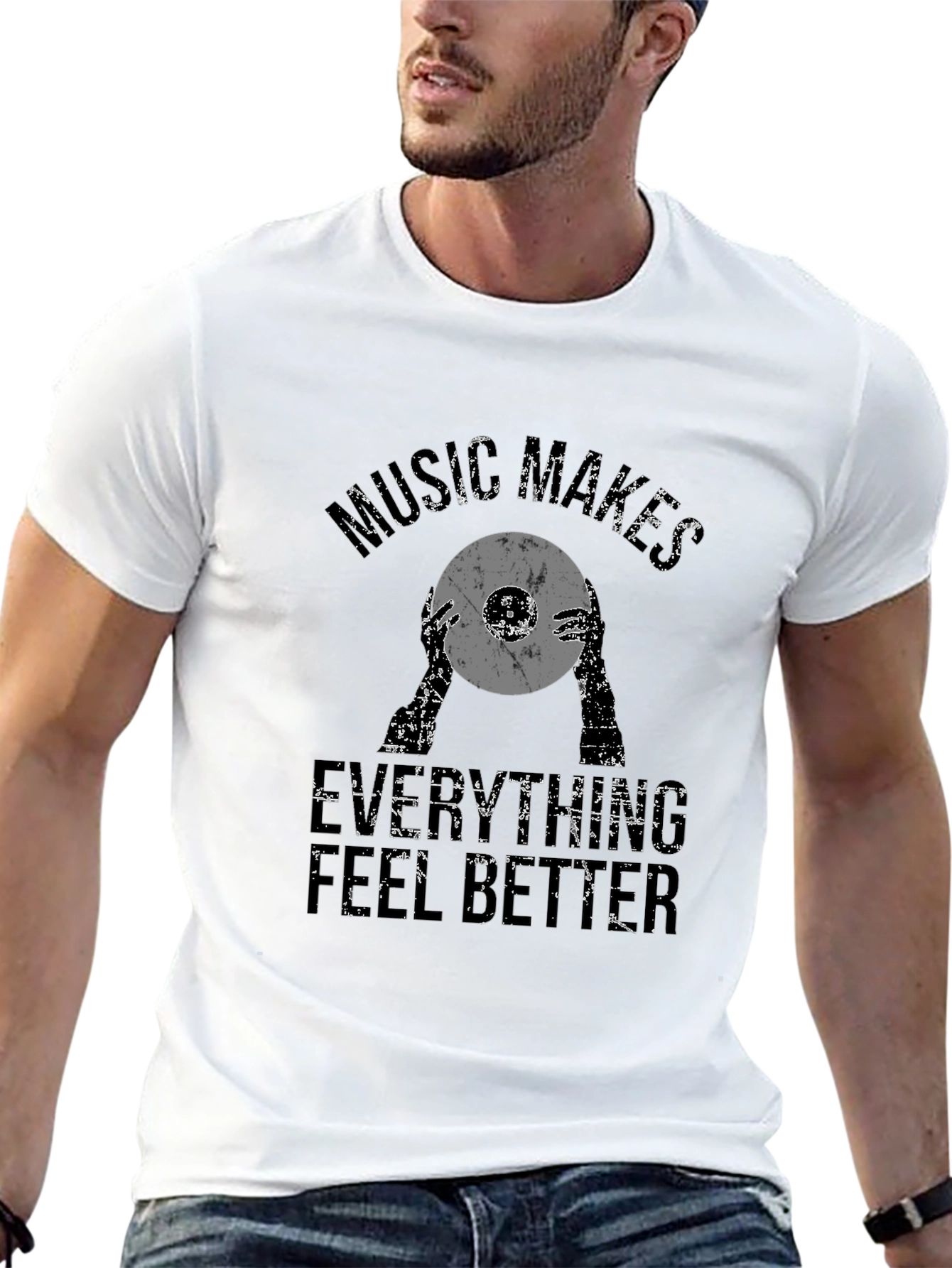 Black Music Makes Everything Better Black Graphic Tee view 13