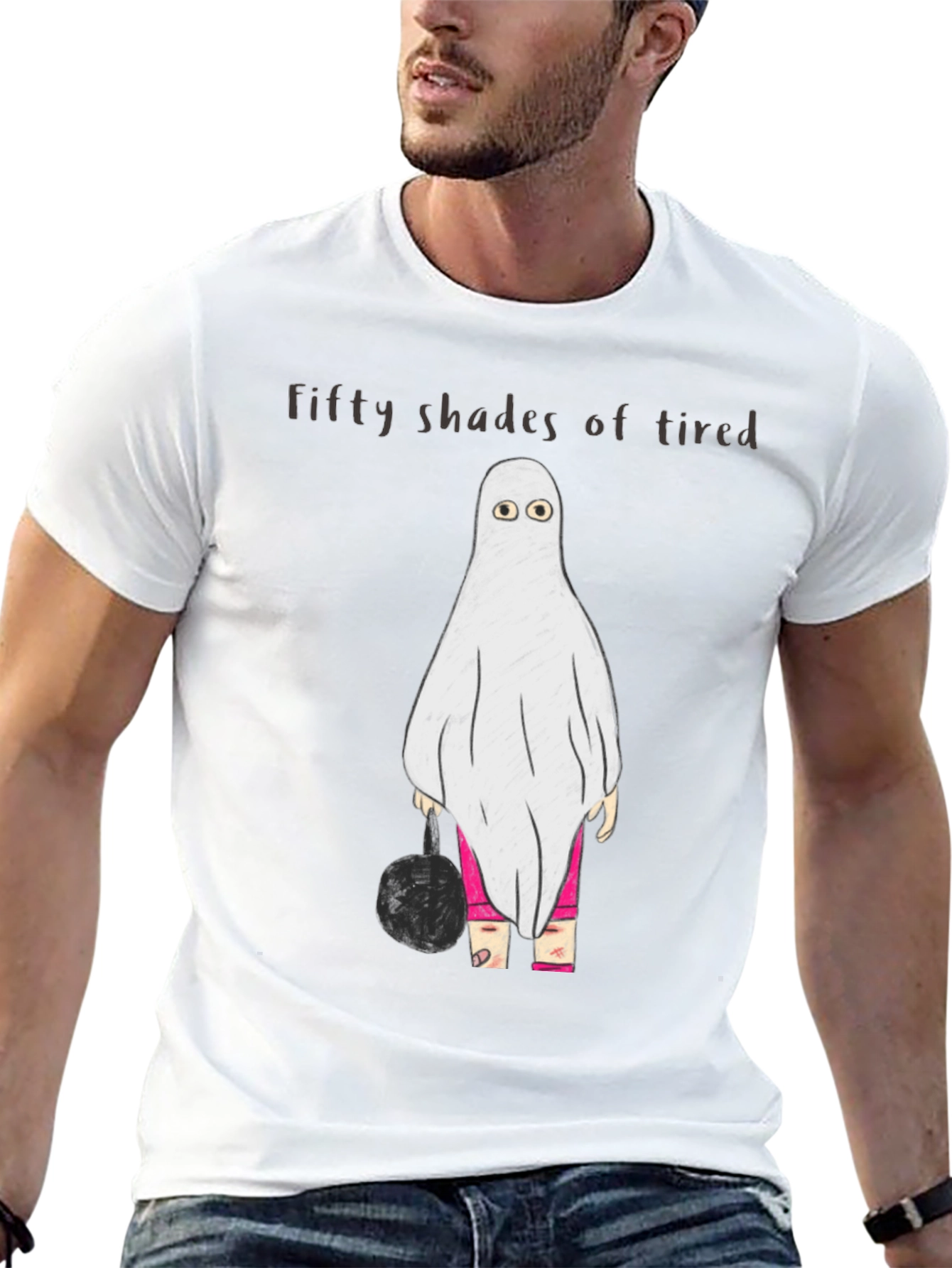 Black Funny Ghost T-Shirt - Fifty Shades of Tired view 13