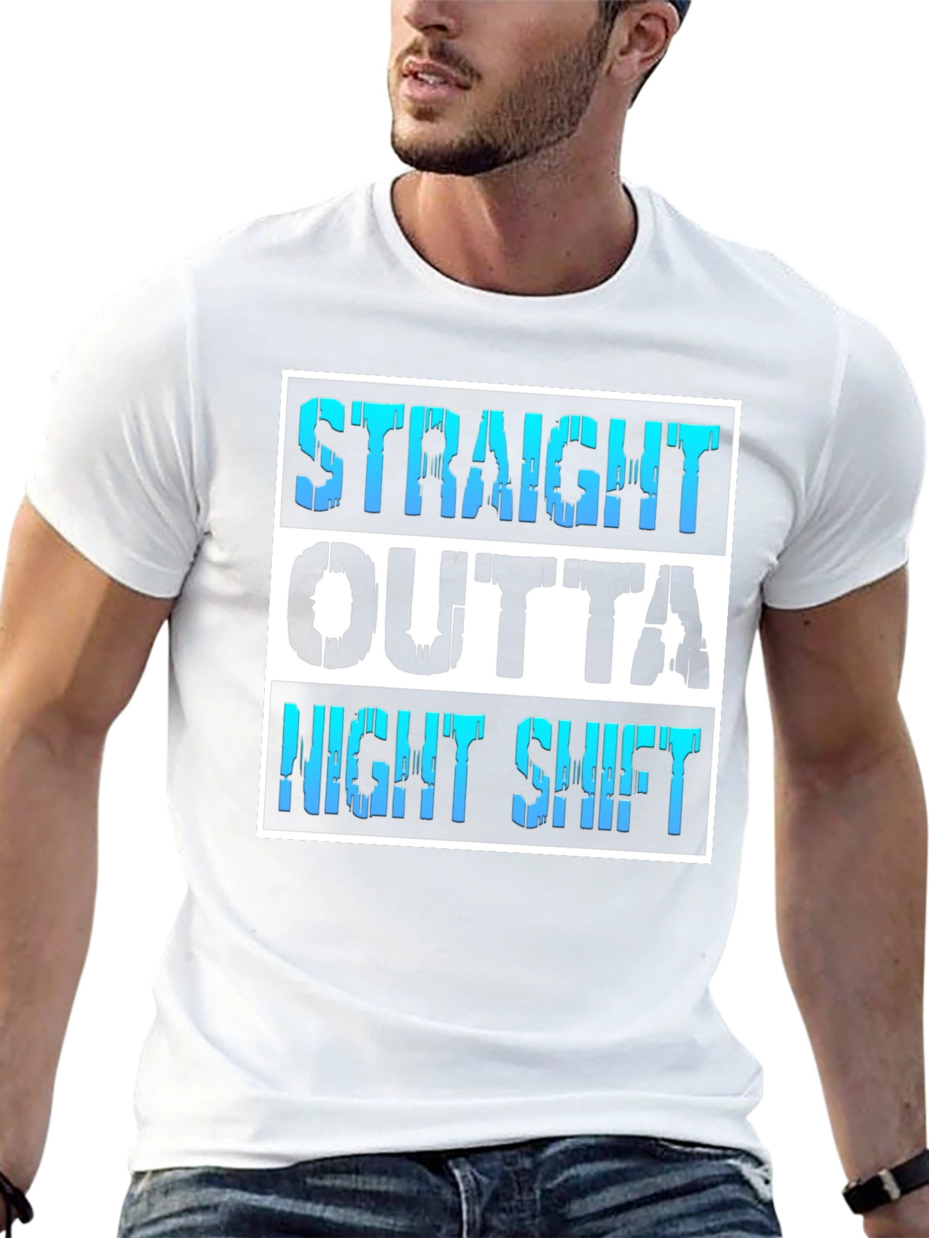 Black Straight Outta Night Shift Tee view 13