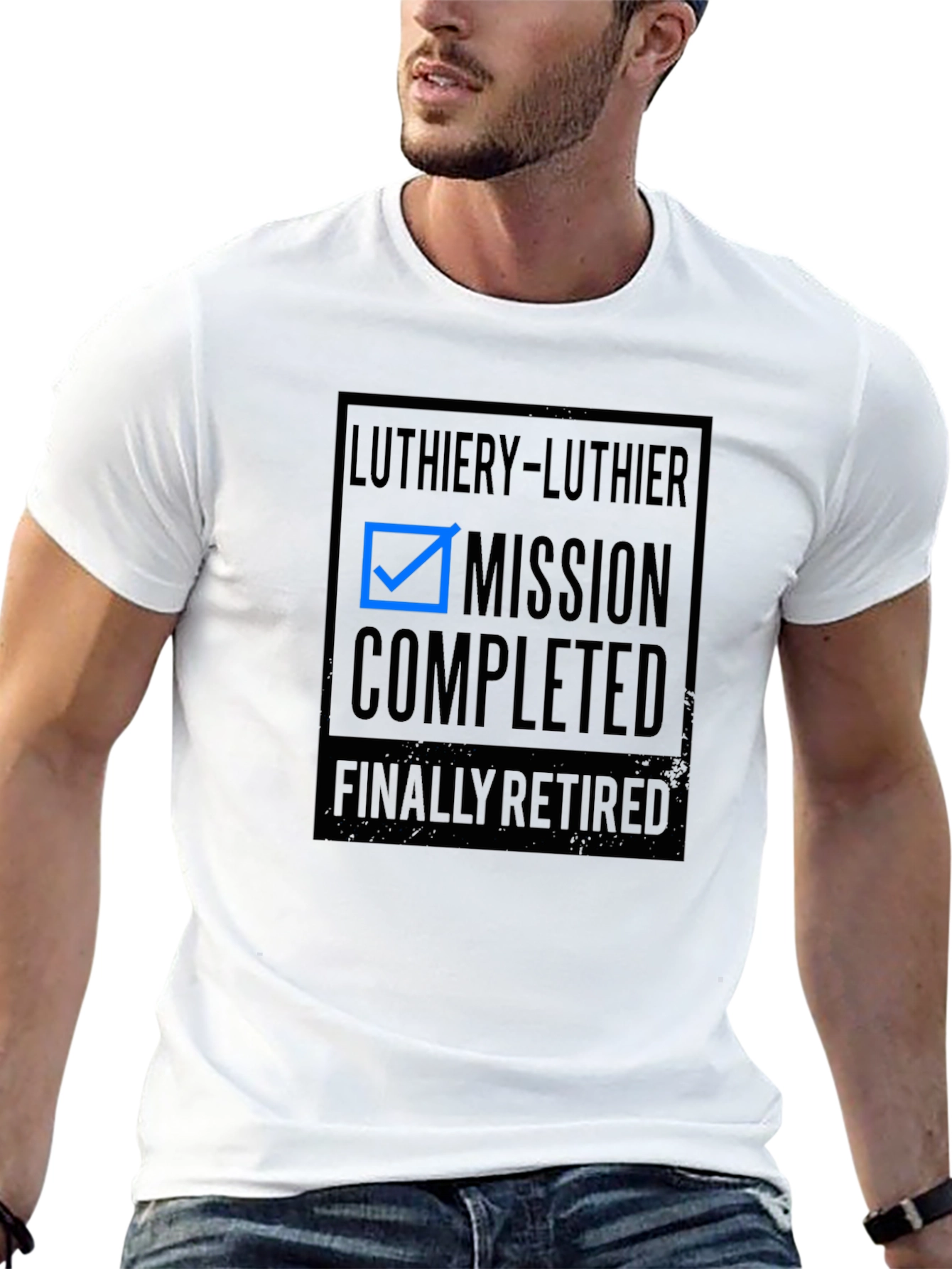 Black Luthiery Mission Completed Retirement T-Shirt view 13
