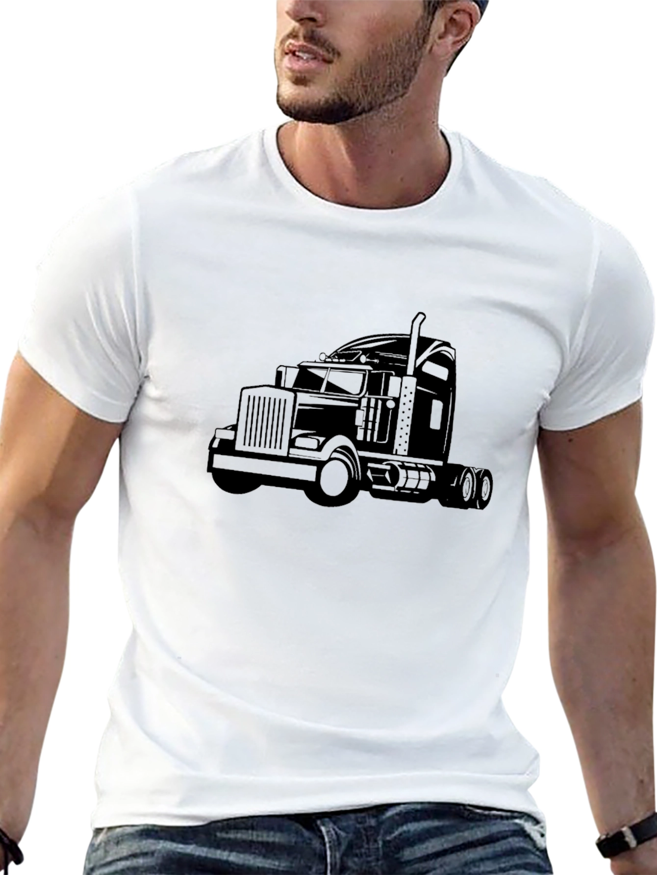 Black Truck Graphic Tee - Black Cotton T-Shirt view 13