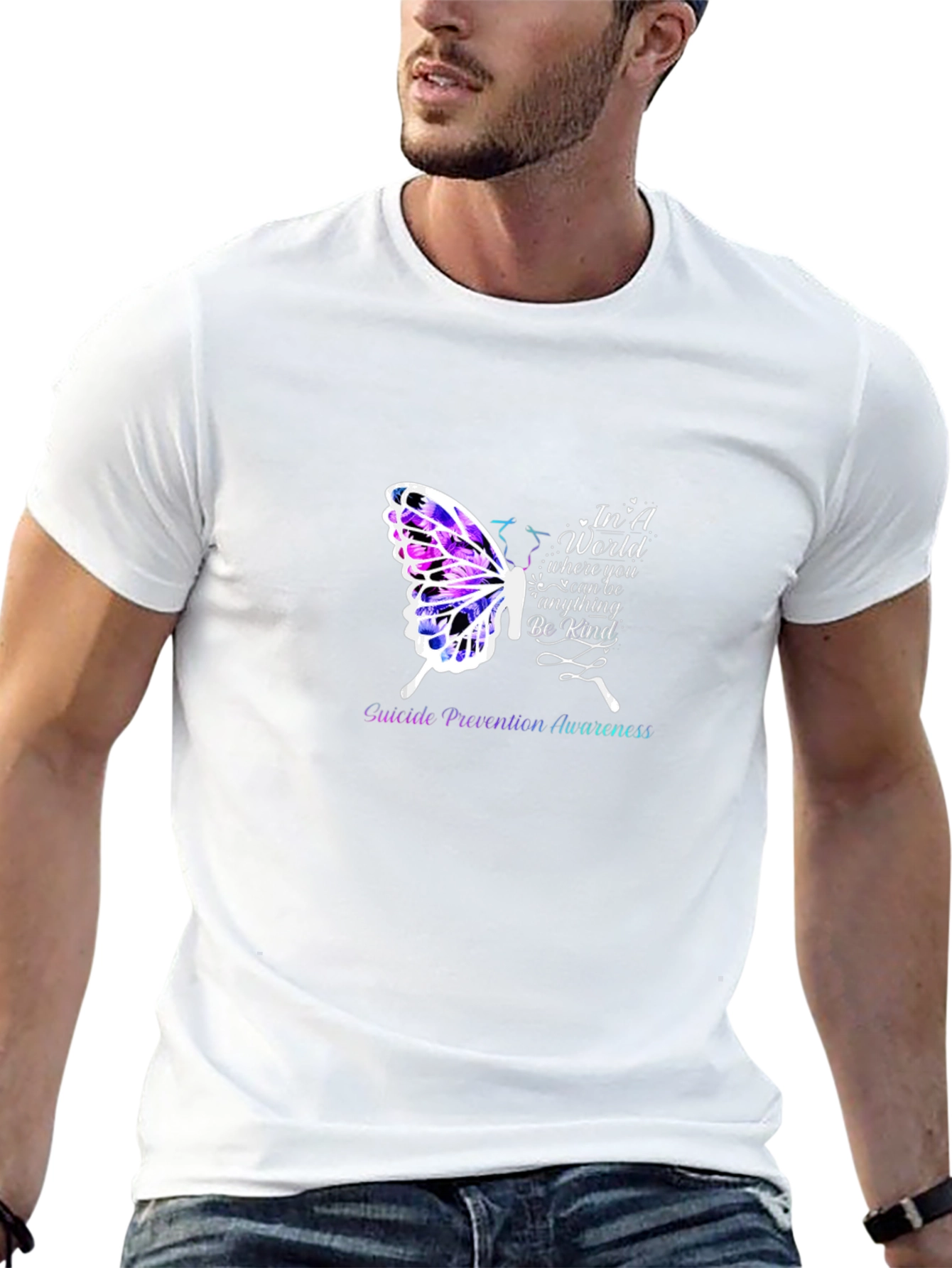 Black Suicide Prevention Butterfly Graphic Tee view 13