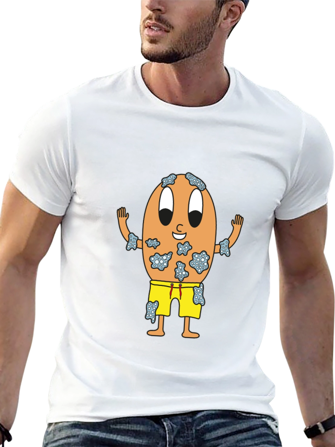 Black Funny Egg Cartoon Black T-Shirt view 13