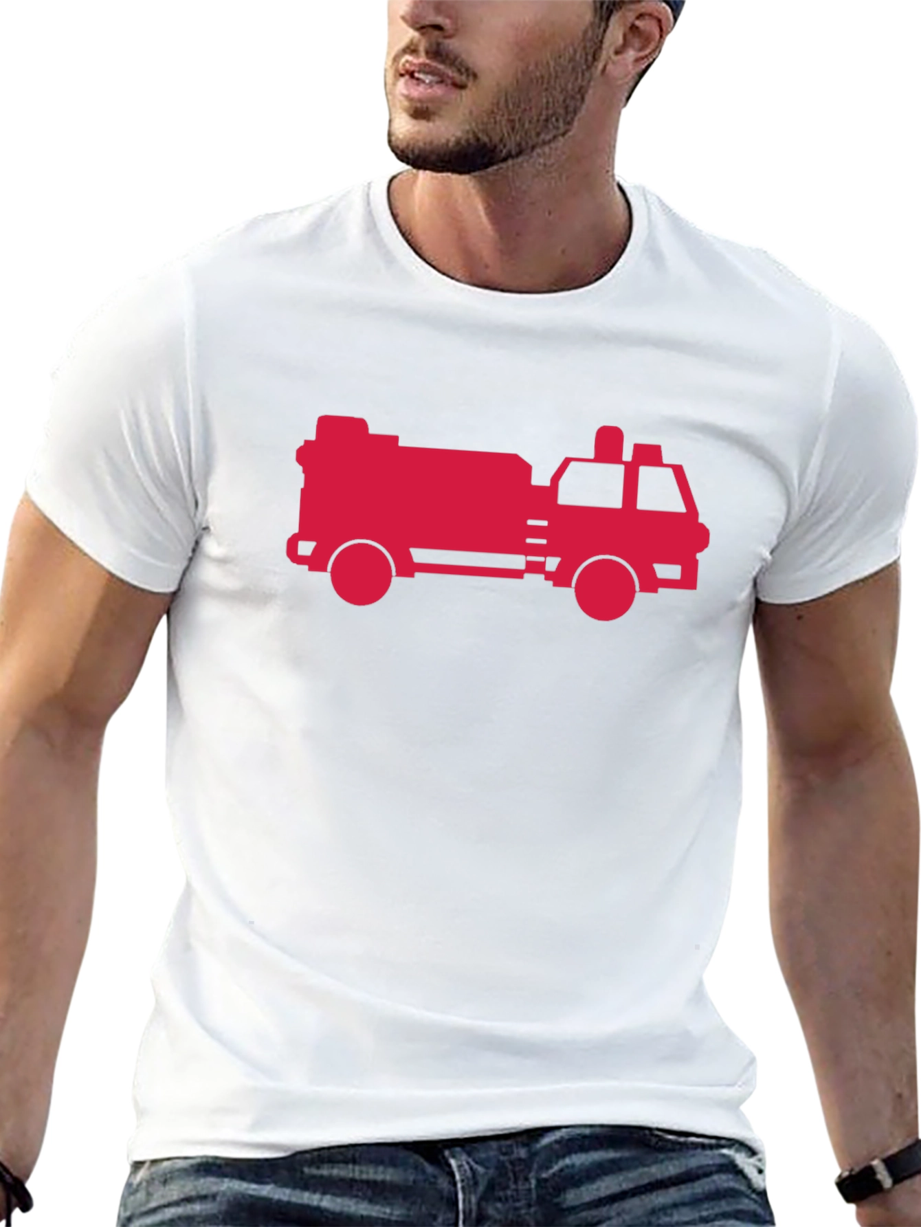 Black Firetruck Graphic Tee - Black Cotton T-Shirt view 13
