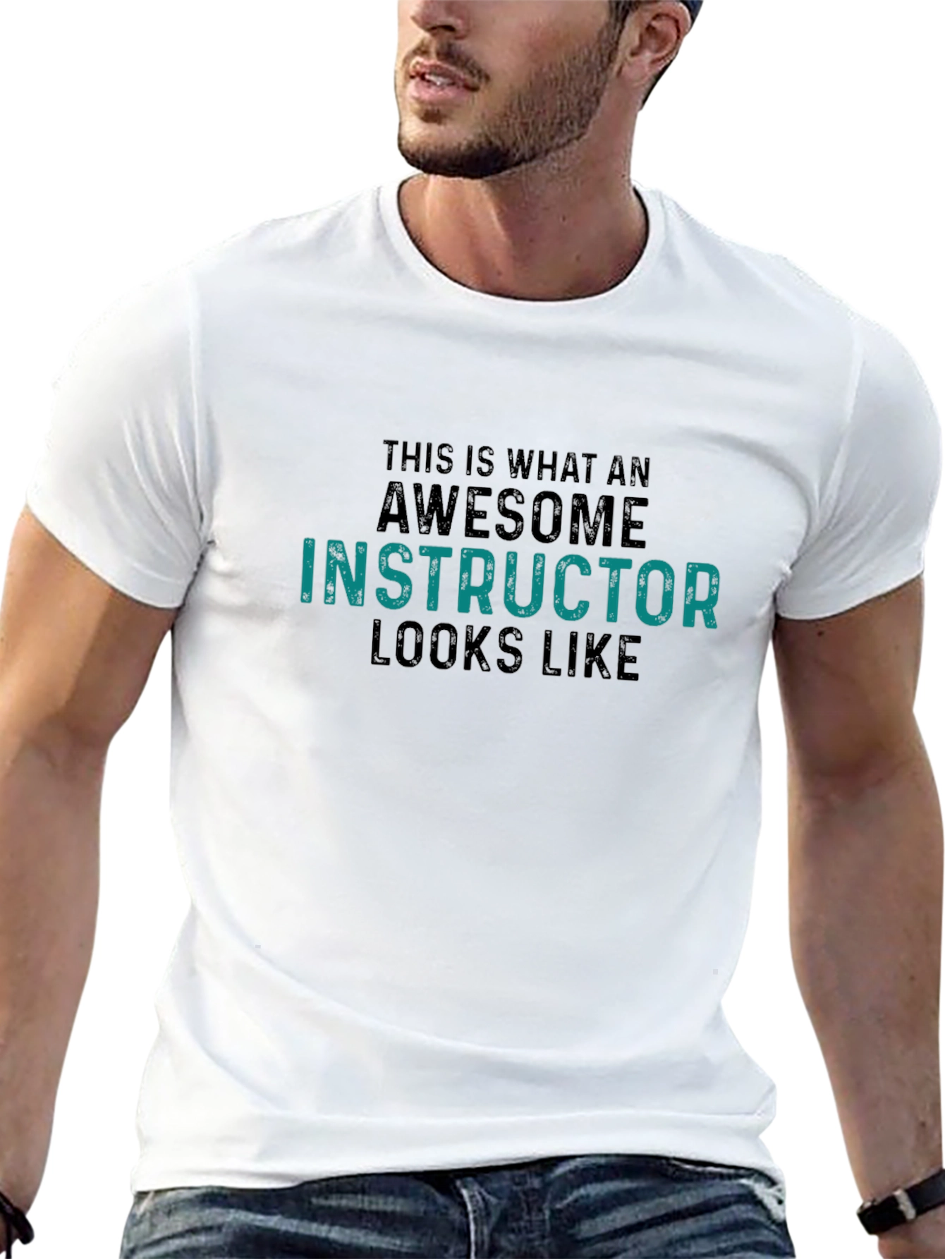 Black Awesome Instructor T-Shirt - Black Cotton Tee view 13