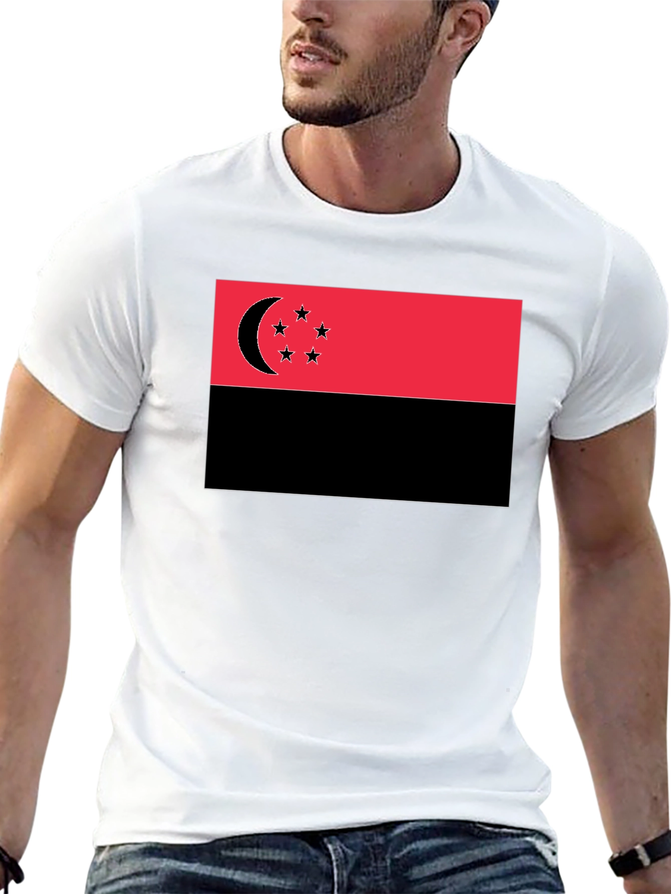 Black Crescent Moon Stars Graphic Tee view 13