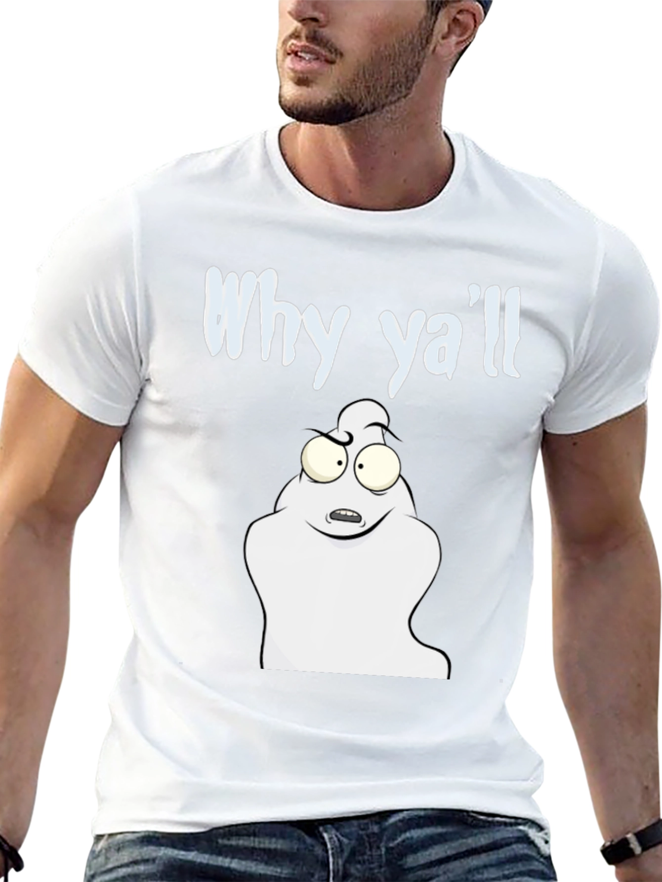 Black Why Ya'll Funny Ghost T-Shirt - Black Cotton Tee view 13