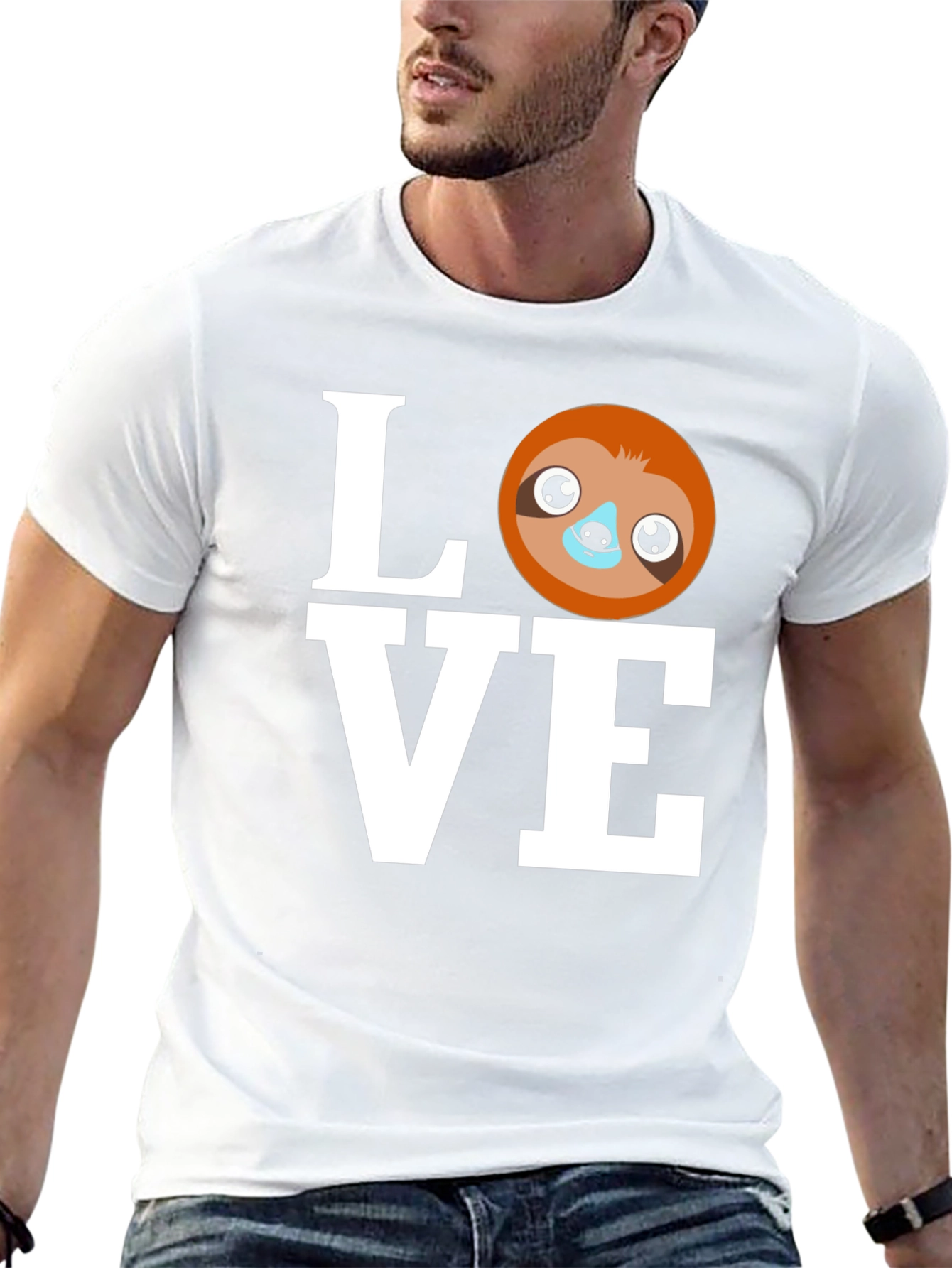 Black Love Sloth Graphic T-Shirt - Cute Animal Tee view 13