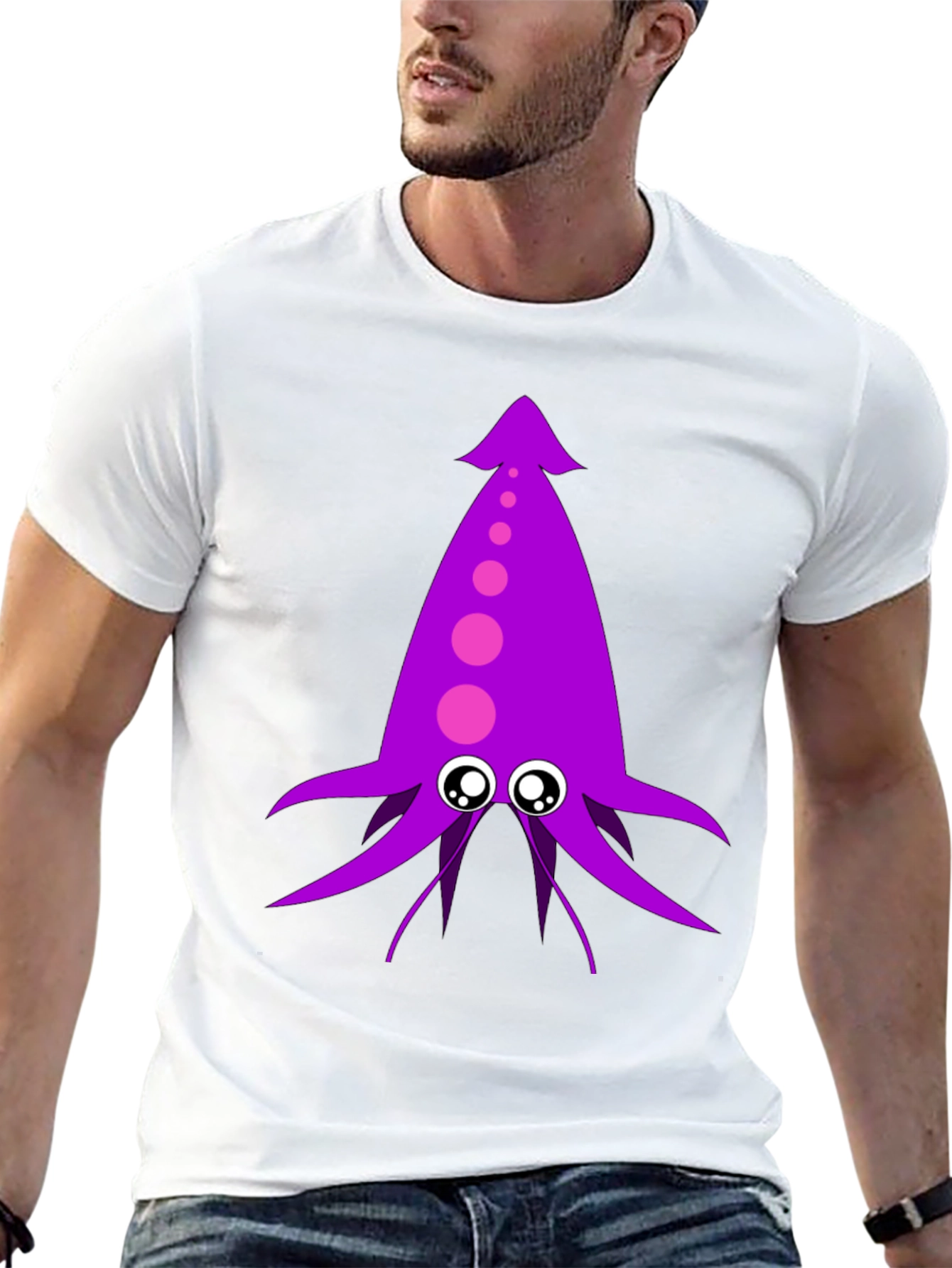Black Purple Squid Graphic Tee - Men's Black T-Shirt view 13