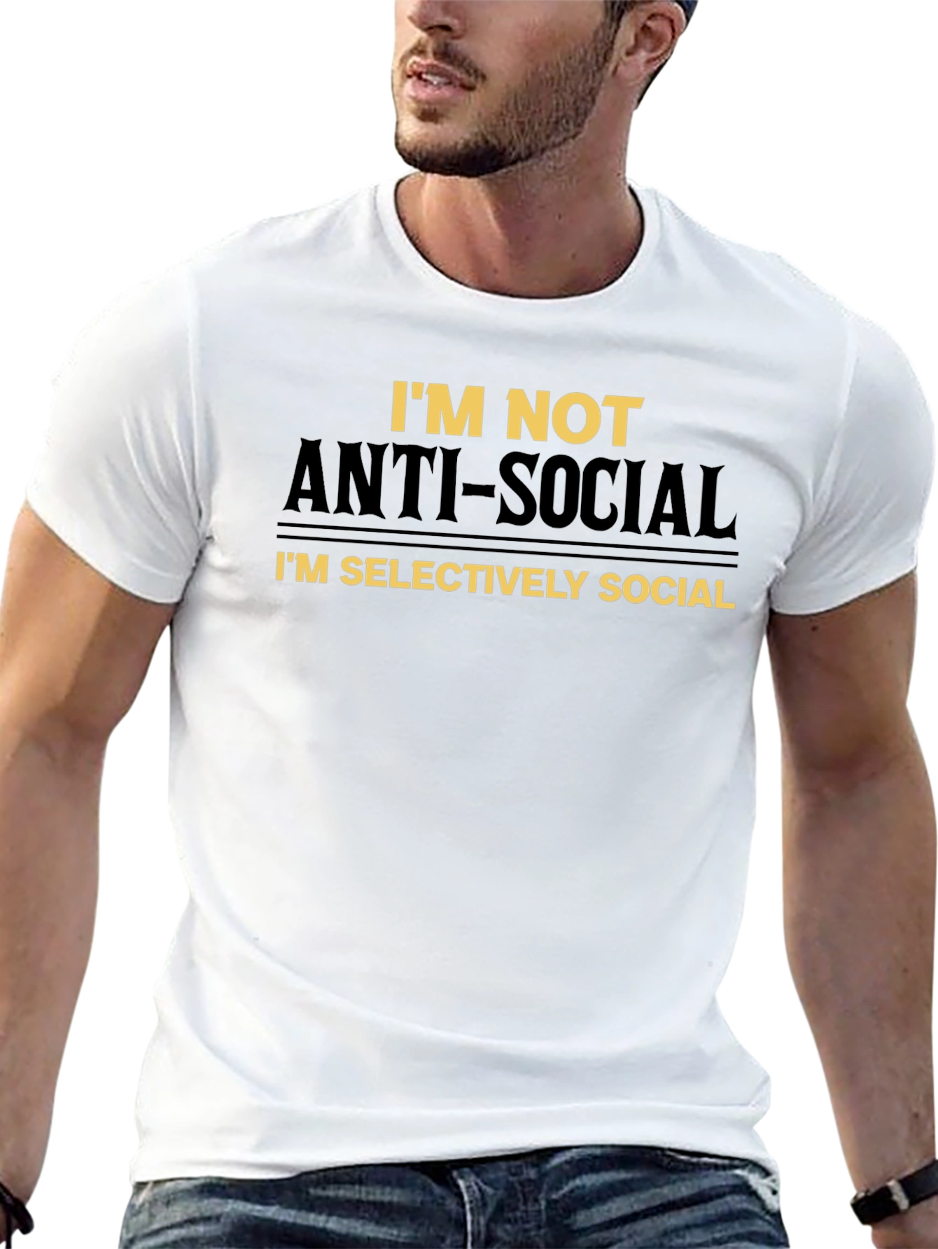 Black Anti-Social? Selectively Social T-Shirt view 13