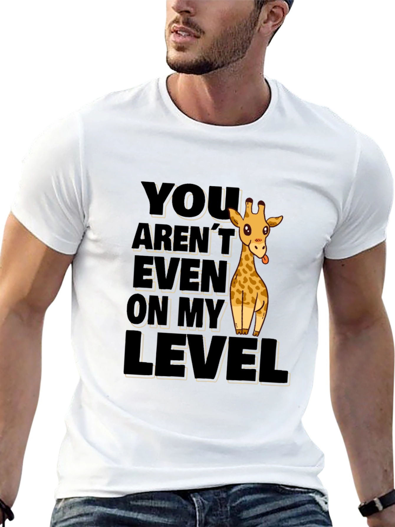 Black Funny Giraffe 'Not On My Level' Black T-Shirt view 13