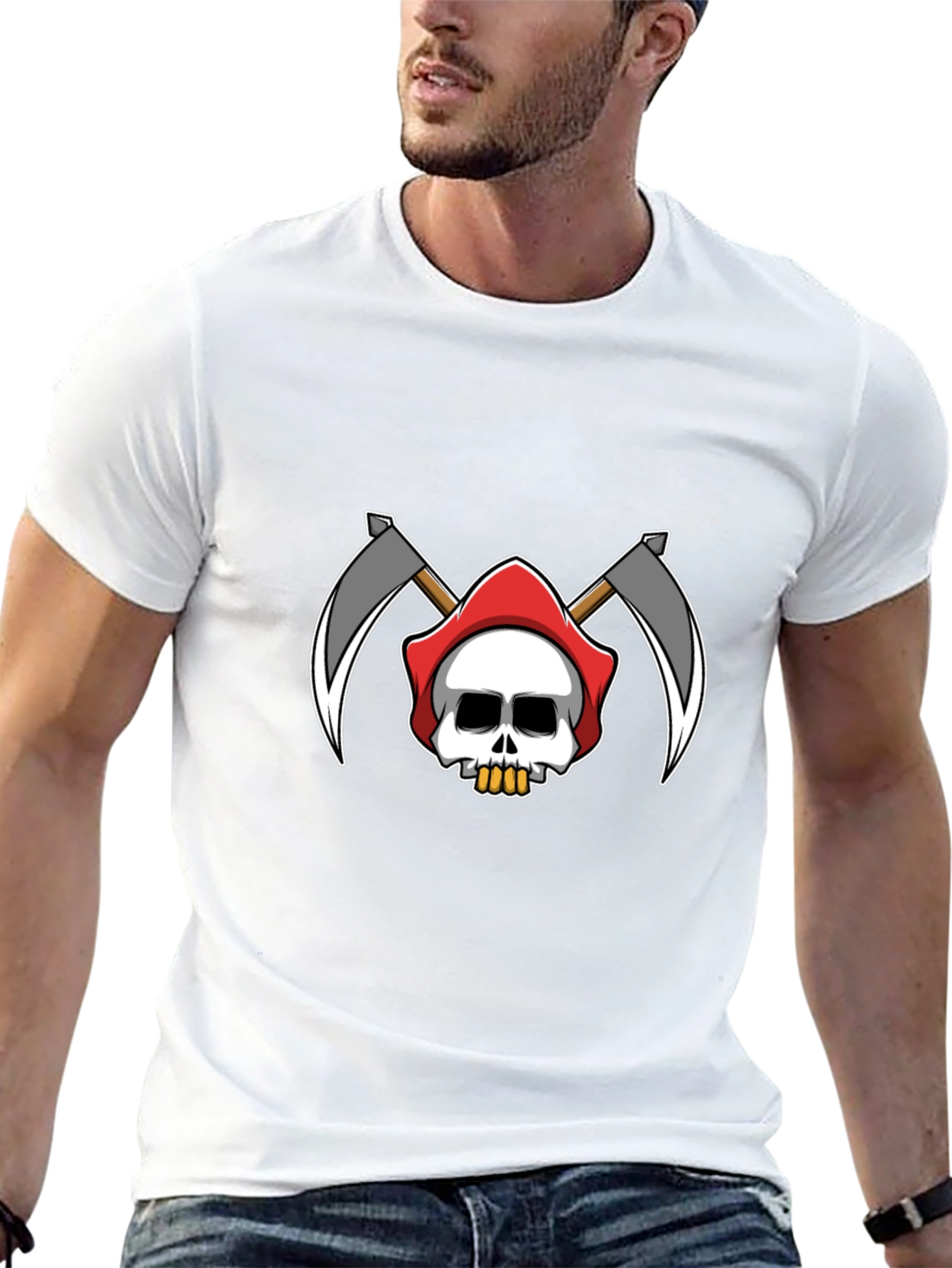 Black Grim Reaper Skull Graphic T-Shirt - Black view 13