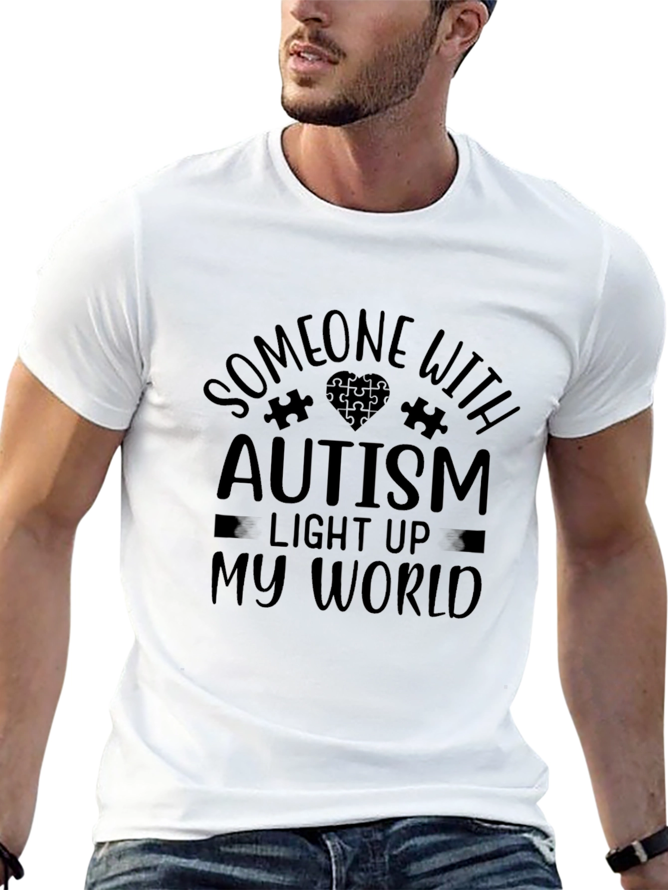 Black Autism Awareness Graphic Tee - Light Up My World view 13