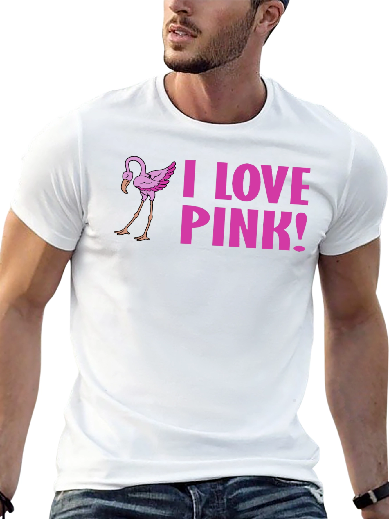 Black I Love Pink! Flamingo Graphic Tee view 13