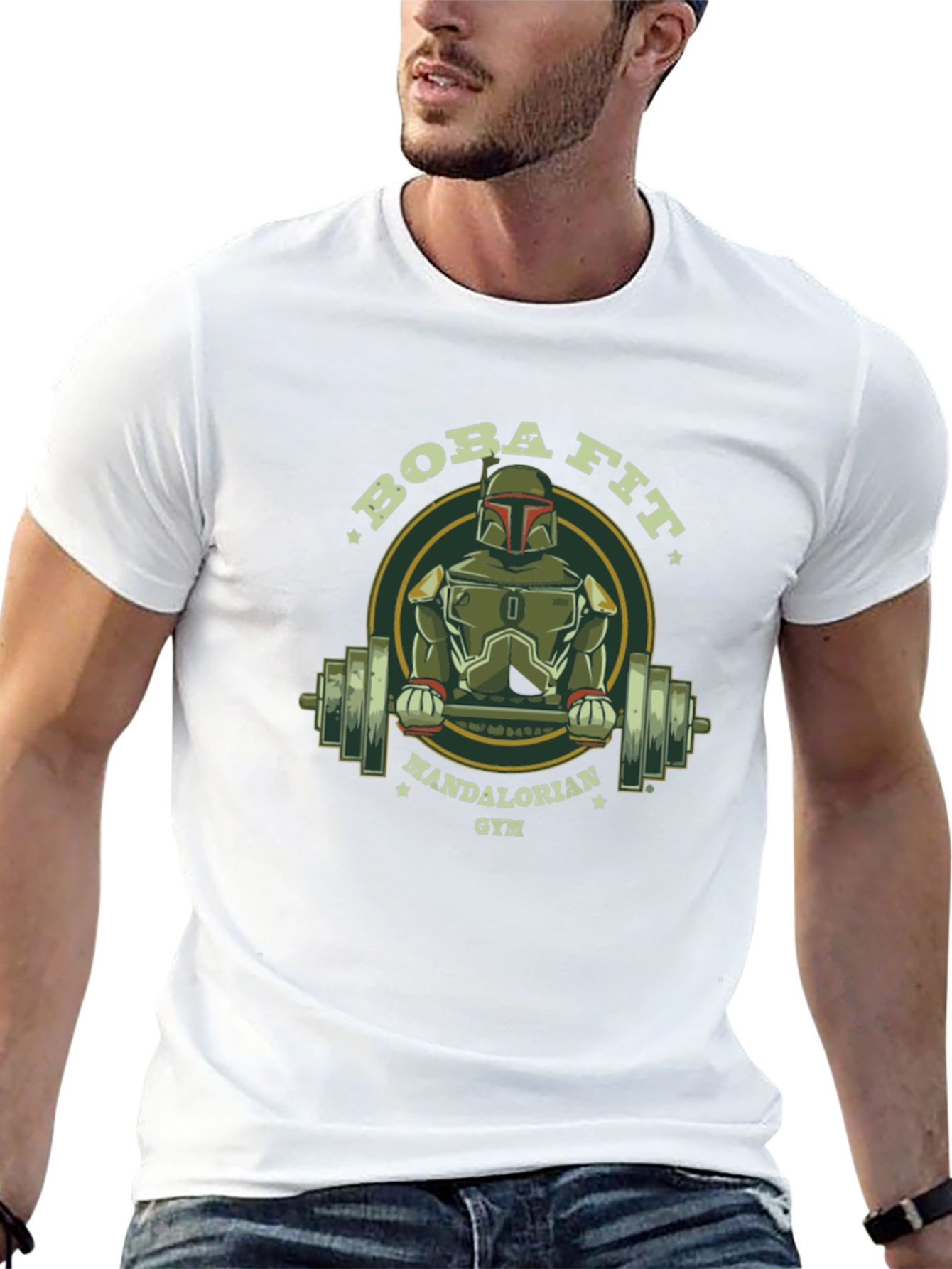 Black Boba Fit Mandalorian Gym T-Shirt view 13