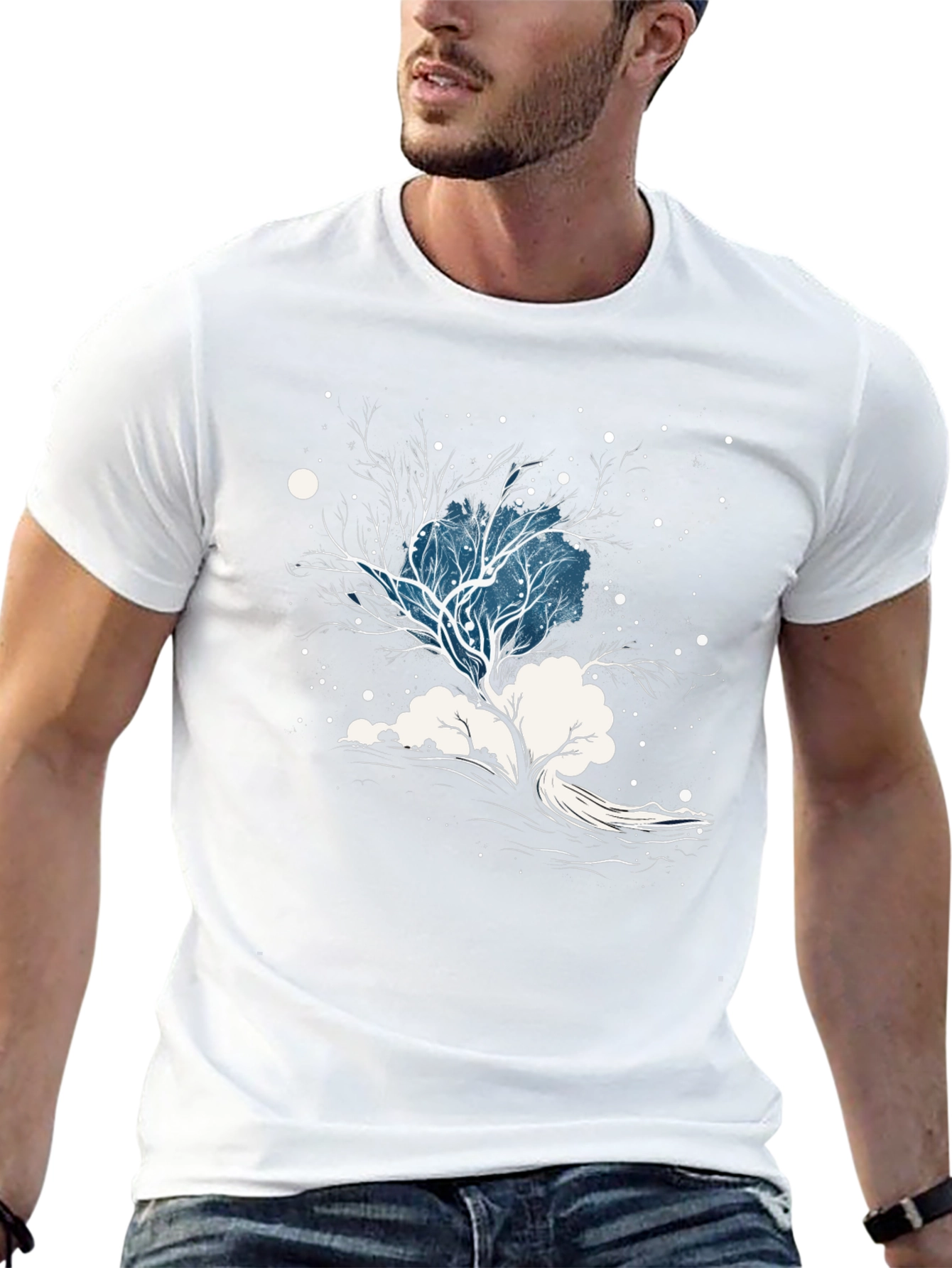 Black Winter Tree Graphic Tee - Stylish Black Cotton Blend view 13