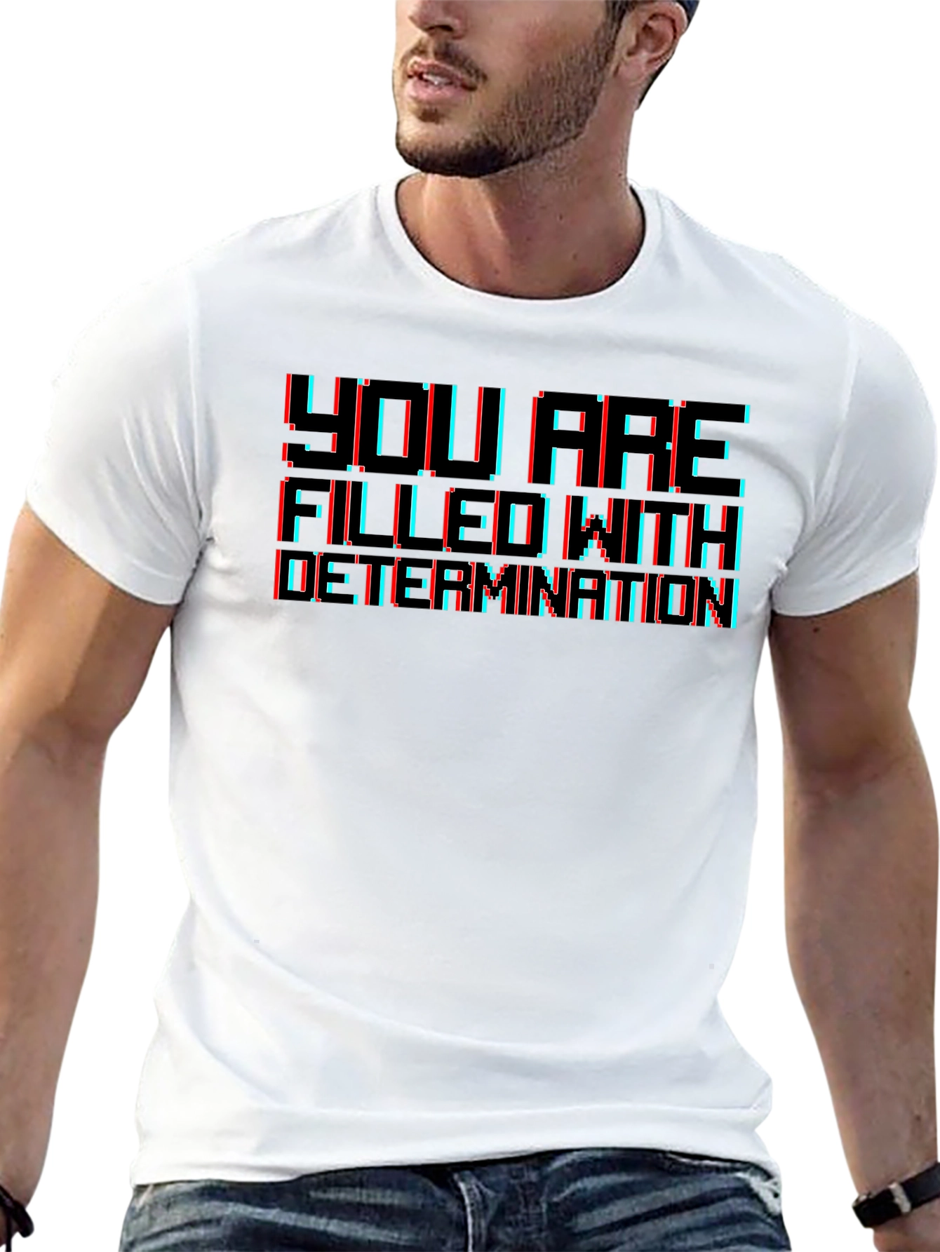Black Determination Graphic T-Shirt - Retro Gaming Style view 13