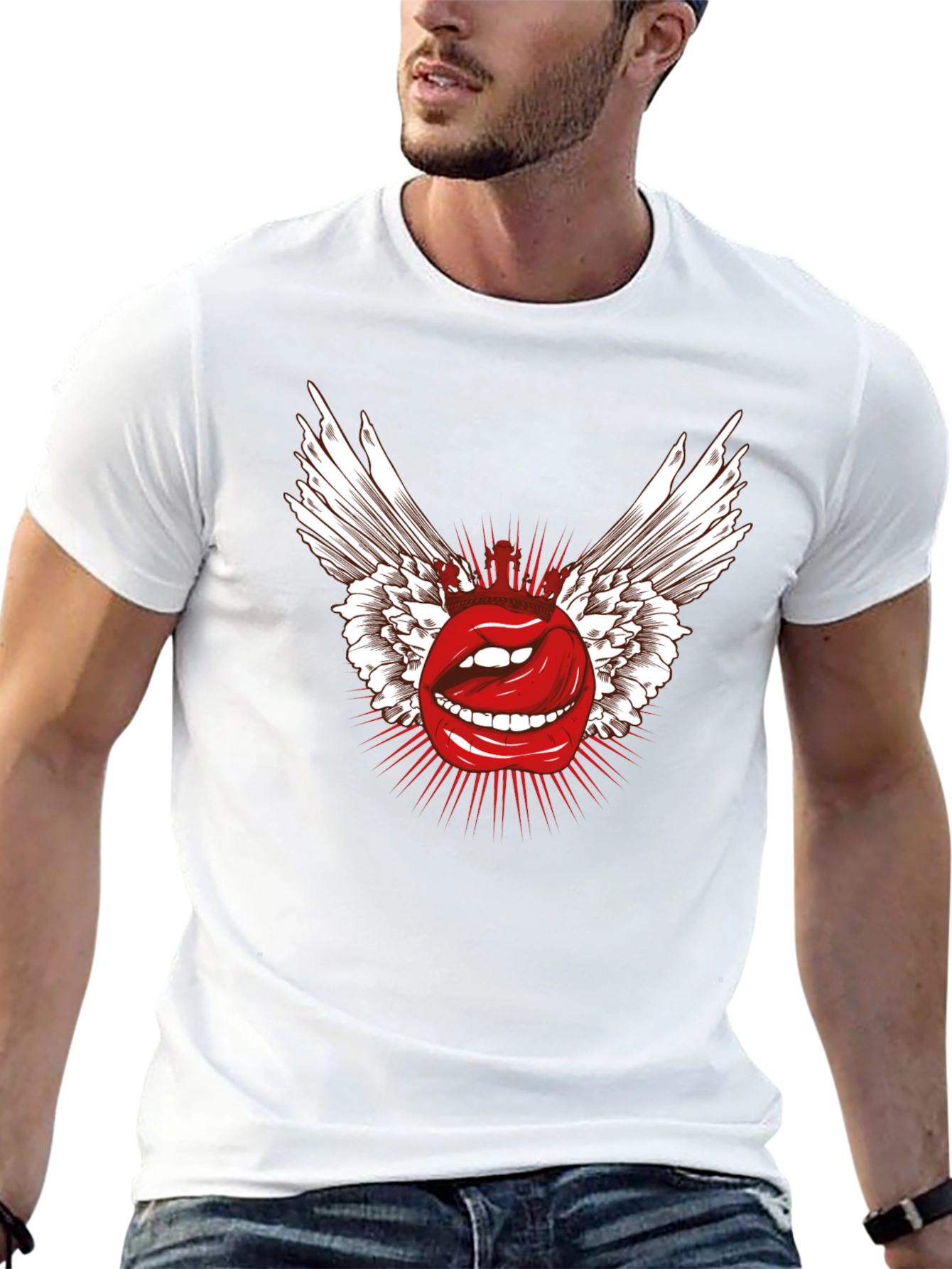 Black Winged Lips Graphic T-Shirt - Bold & Edgy view 13