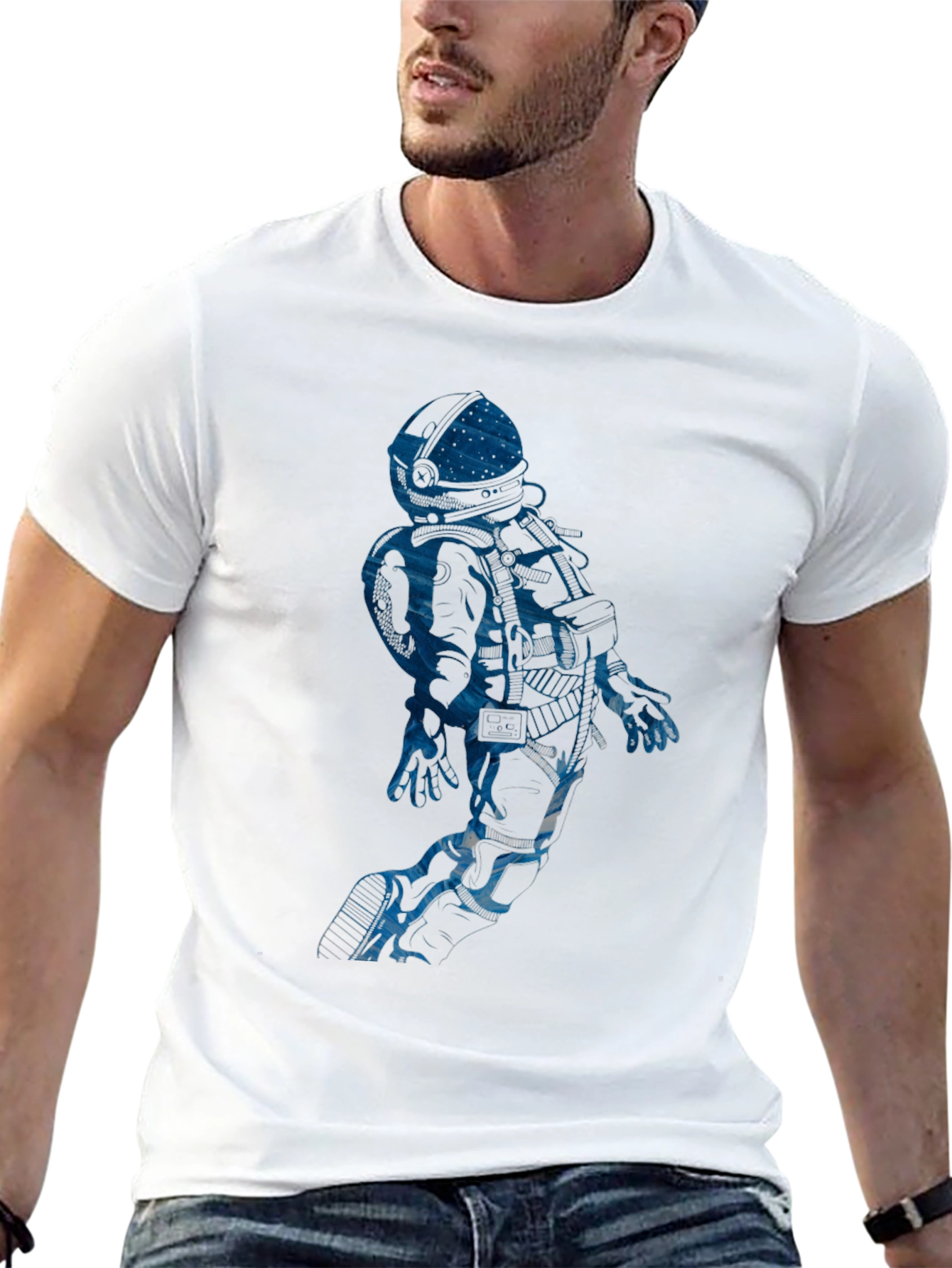 Black Astronaut Graphic Tee - Black Cotton Blend view 13