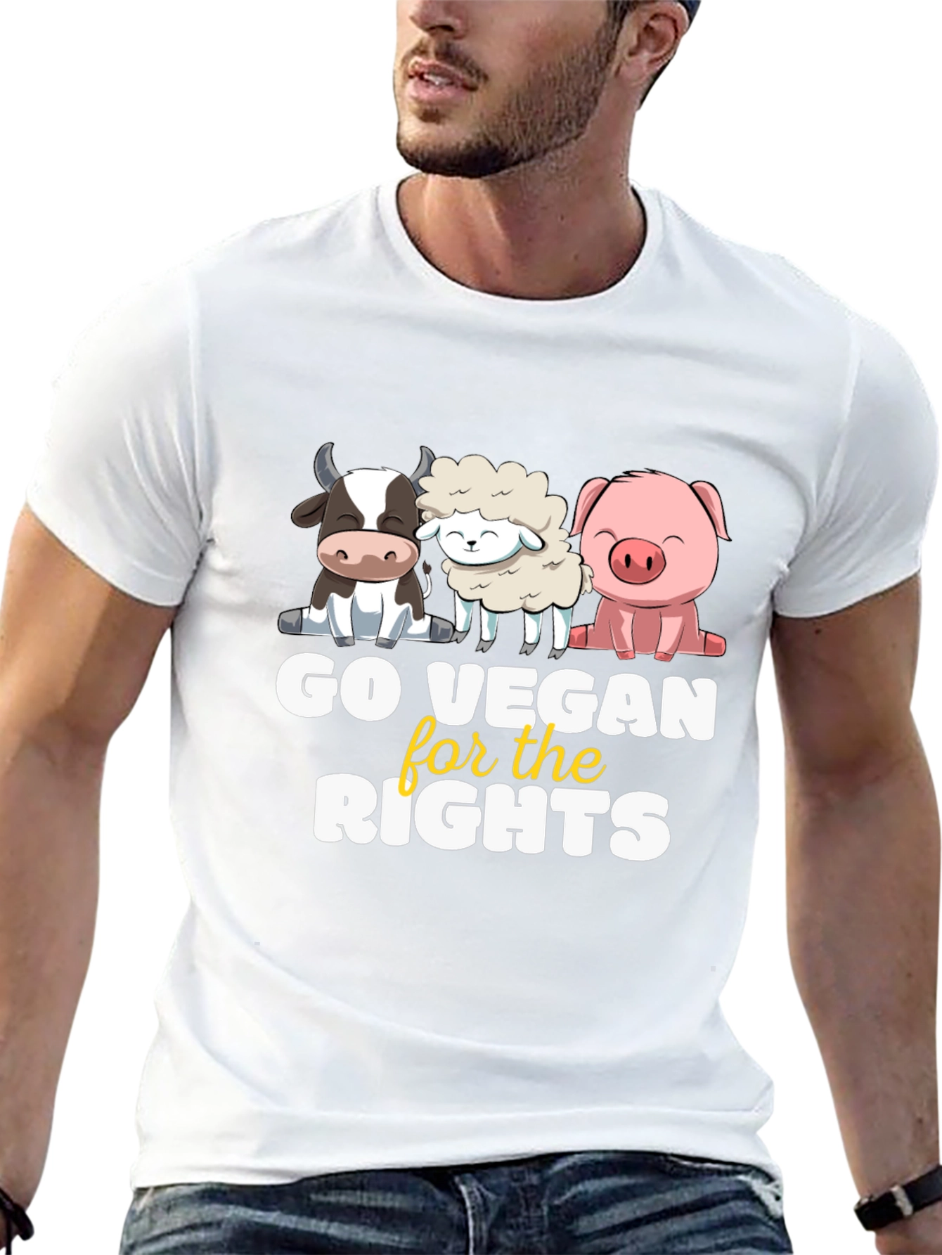 Black Go Vegan for the Rights Tee view 13