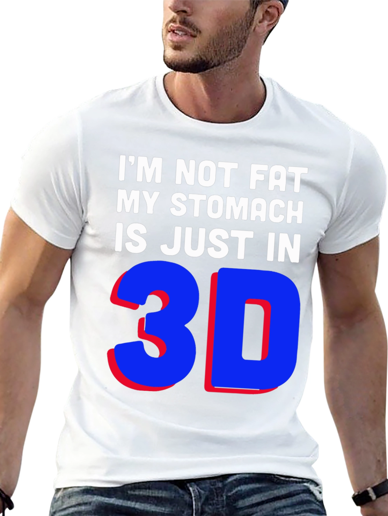 Black Funny 3D Stomach T-Shirt - Black Graphic Tee view 13