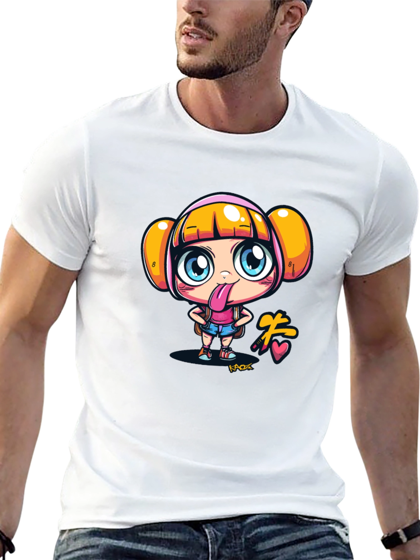 Black Fun Cartoon Girl Black T-Shirt view 13